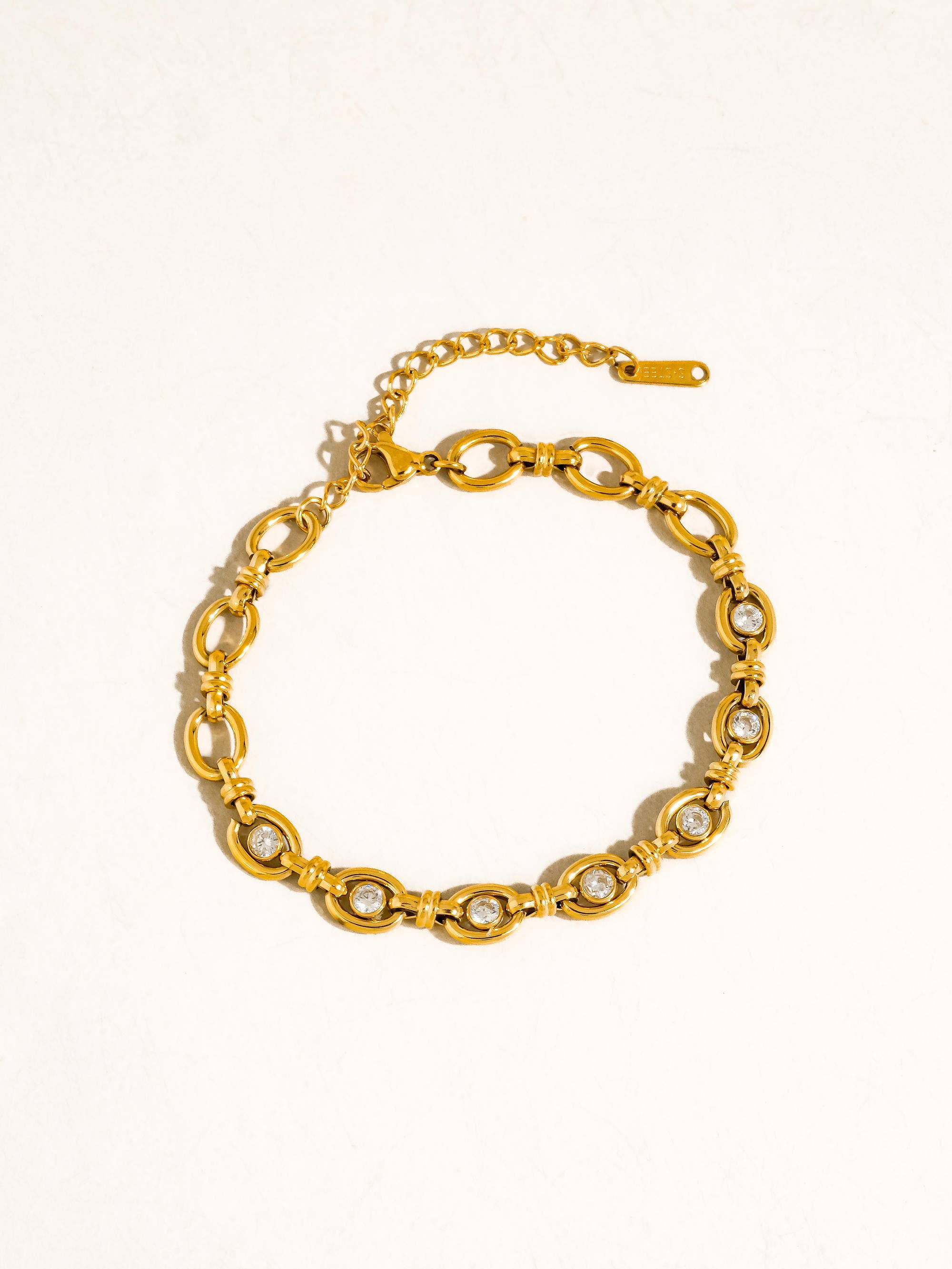 Flânerie Xenon 18K Gold CZ Circle Link Bracelet