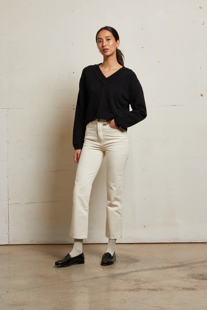 Perfect White Tee Addie Cotton Oversized V-Neck Sweater