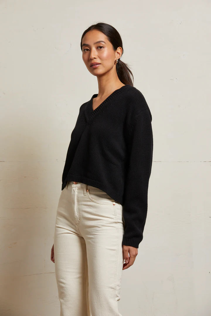 Perfect White Tee Addie Cotton Oversized V-Neck Sweater