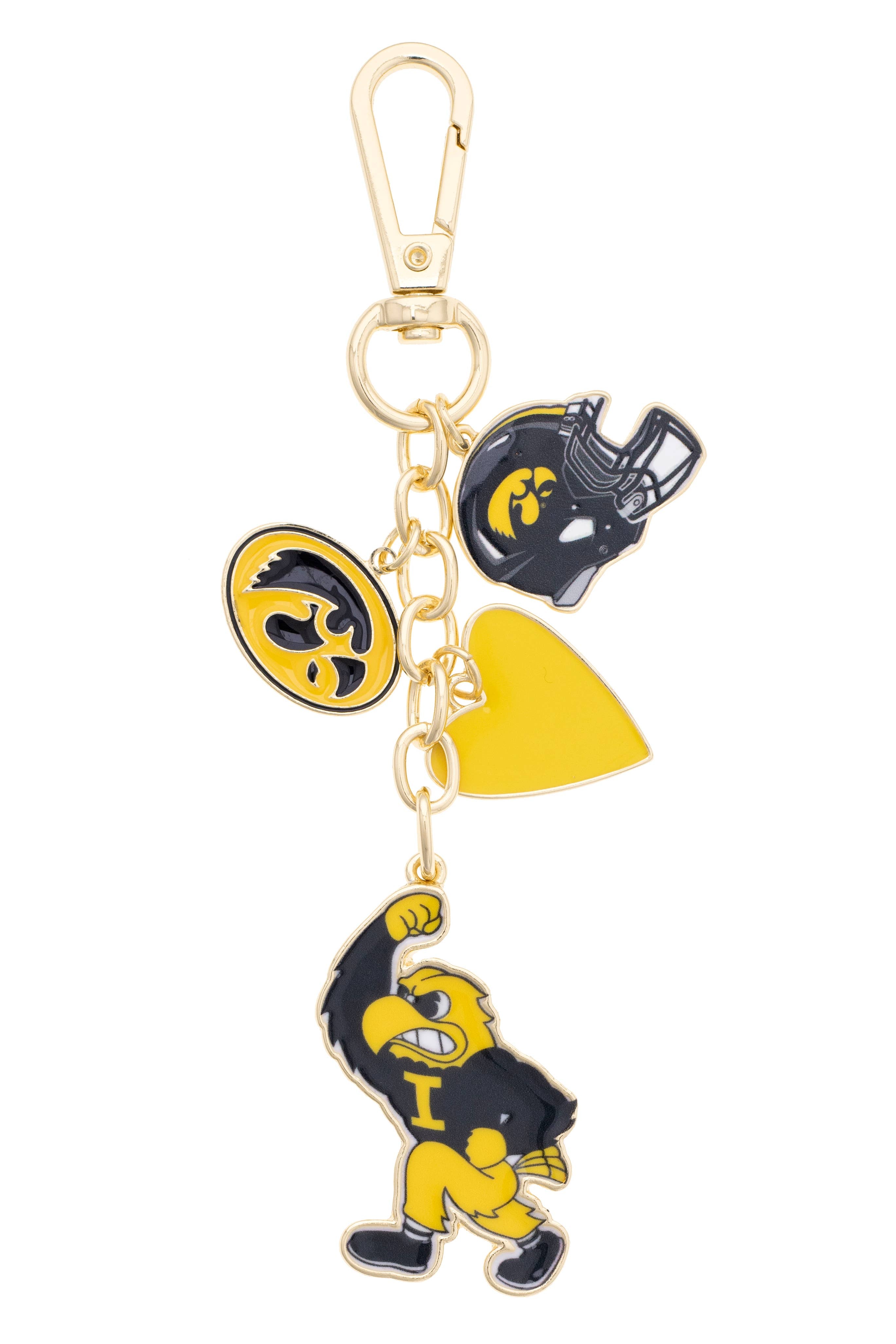 Catherine's Game Day Iowa Hawkeyes Heart Cluster Bag Charm