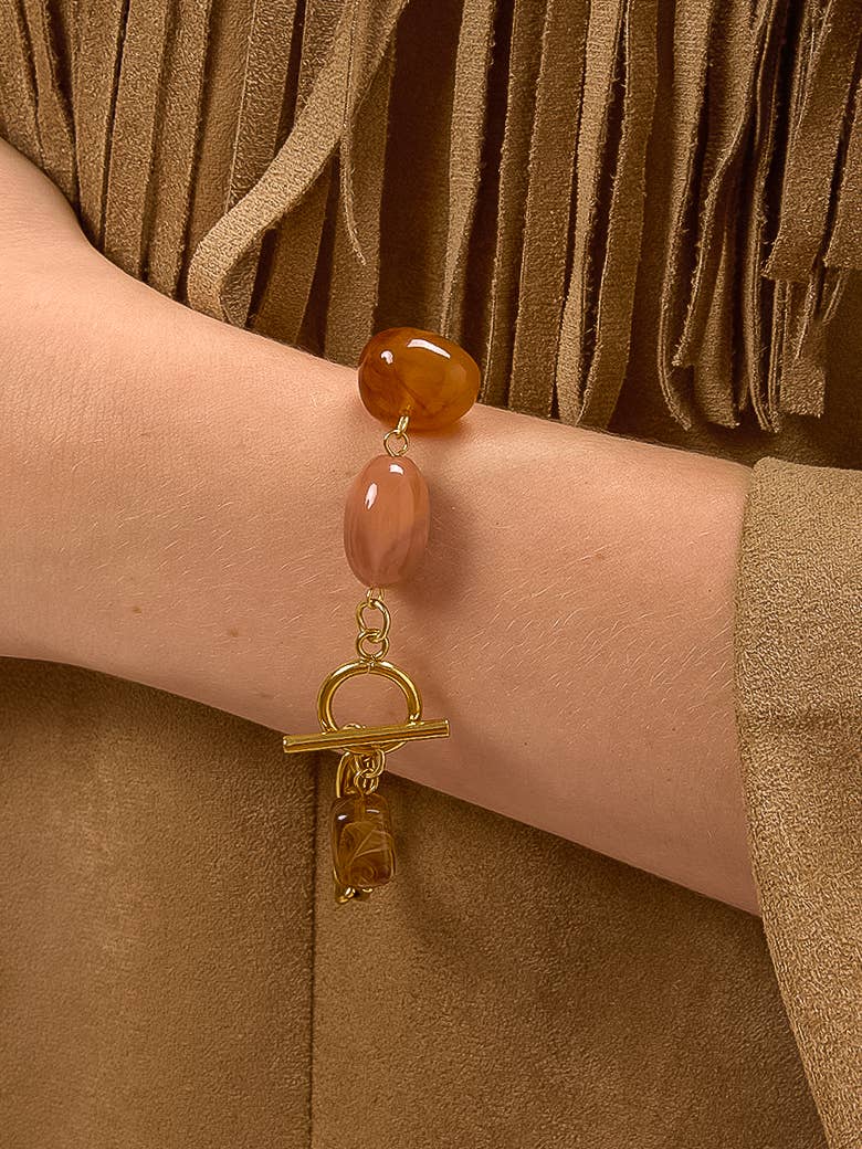 Flânerie Kenlie 18K Gold Non-Tarnish Agate Charm Bracelet