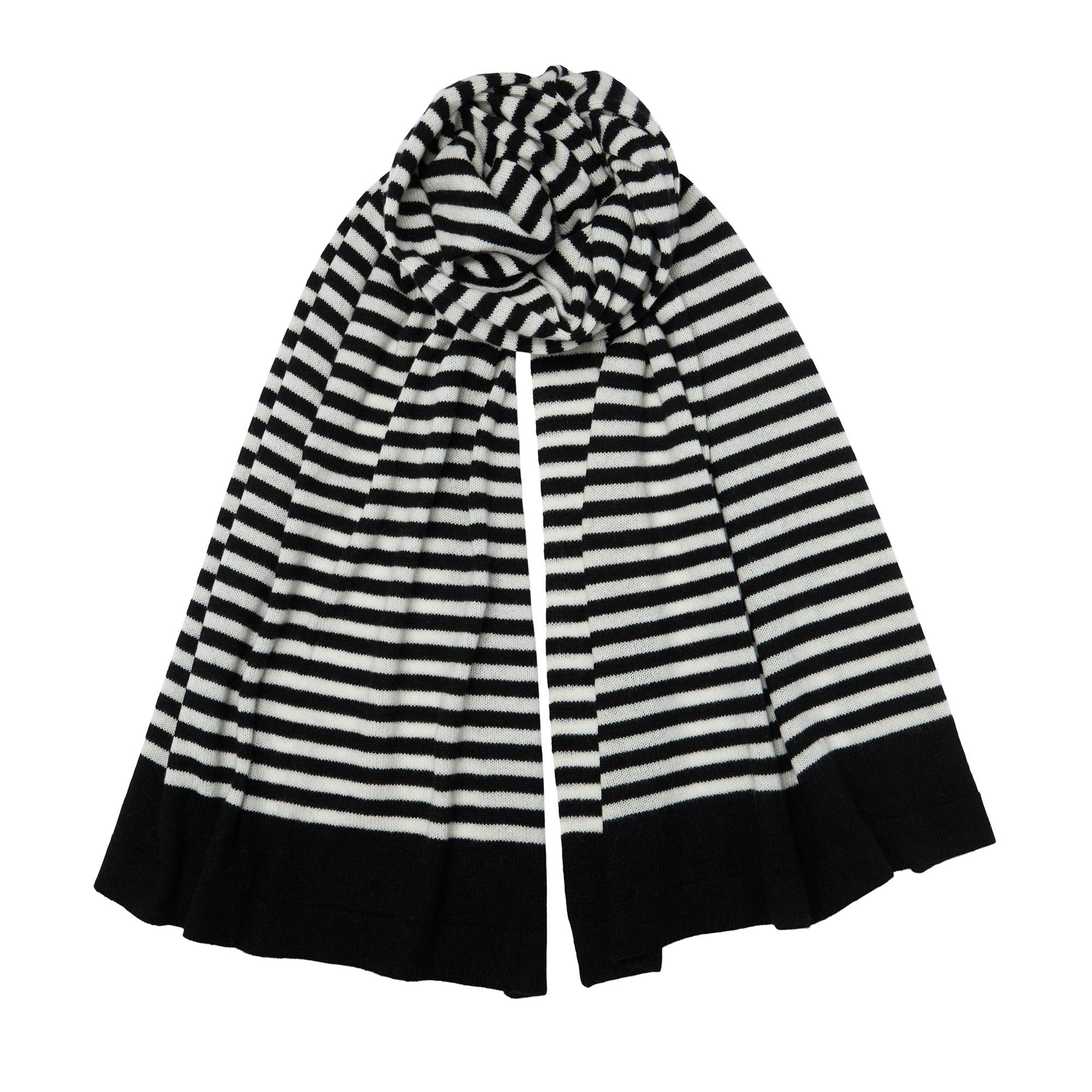 Somerville Breton Knitted Cashmere Scarf - Black/Off White