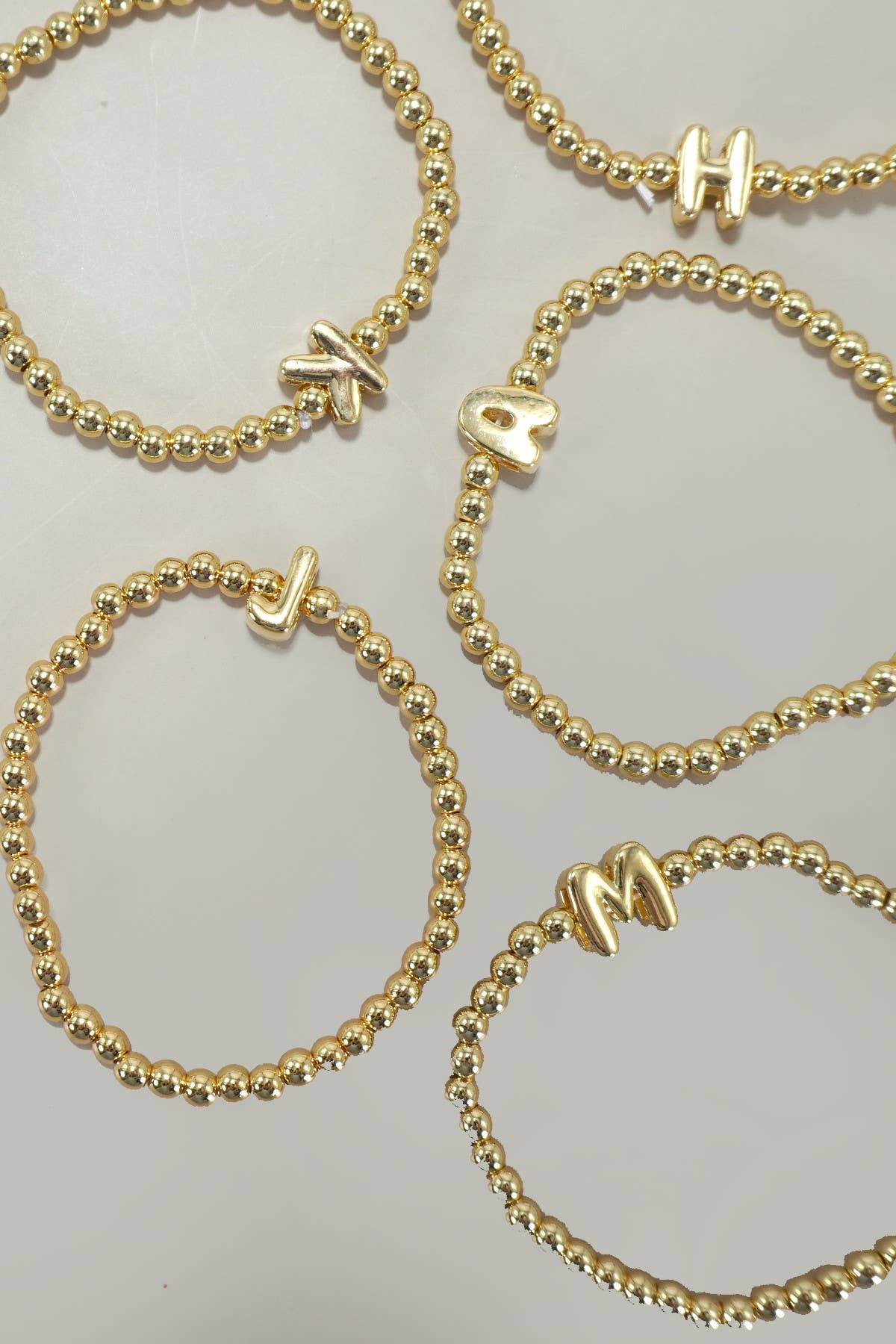Josslyn Initial Monogram Bubble Stretch Bead Bracelet