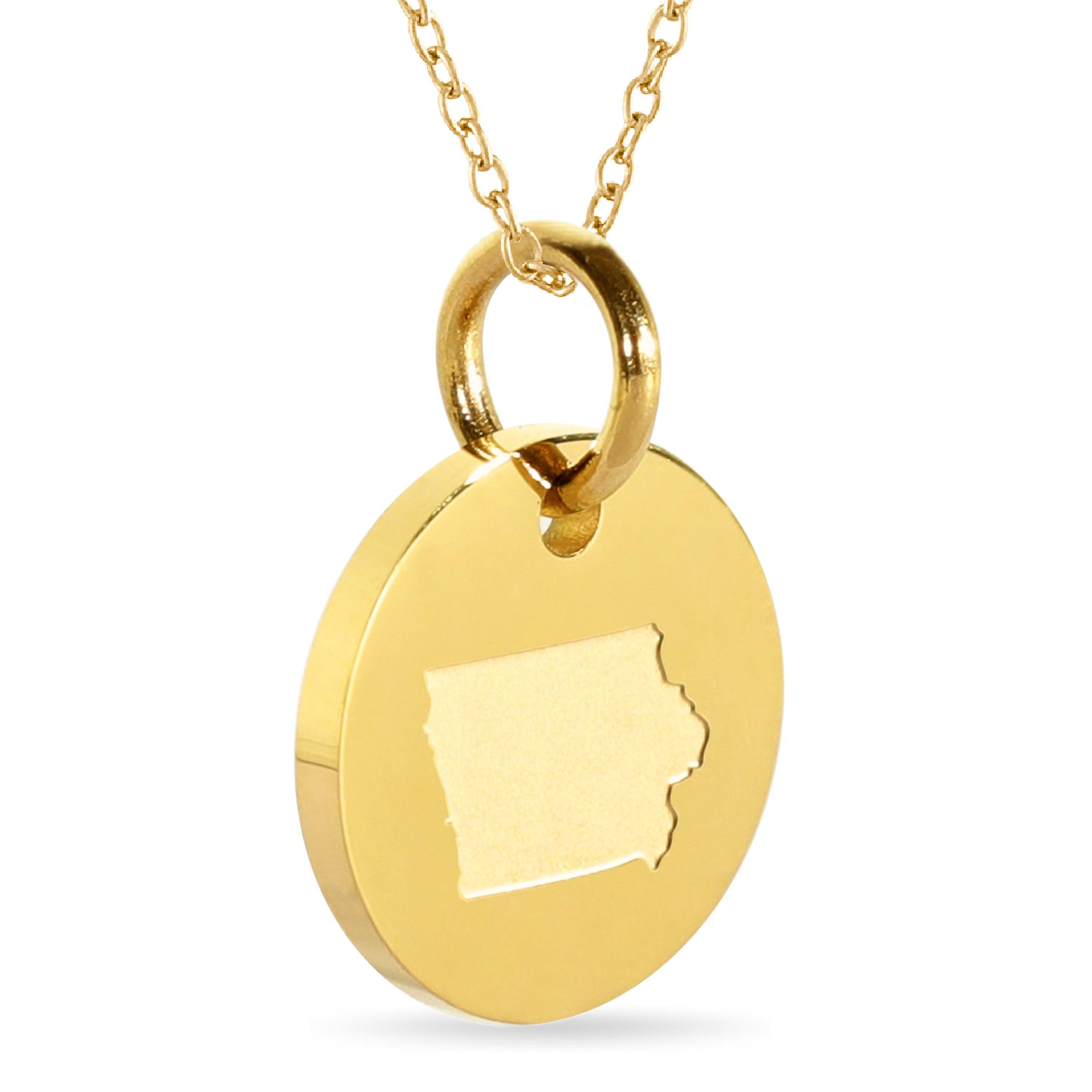 Stone Armory Iowa Map Engraved Charm Necklace - 18K Gold Plate