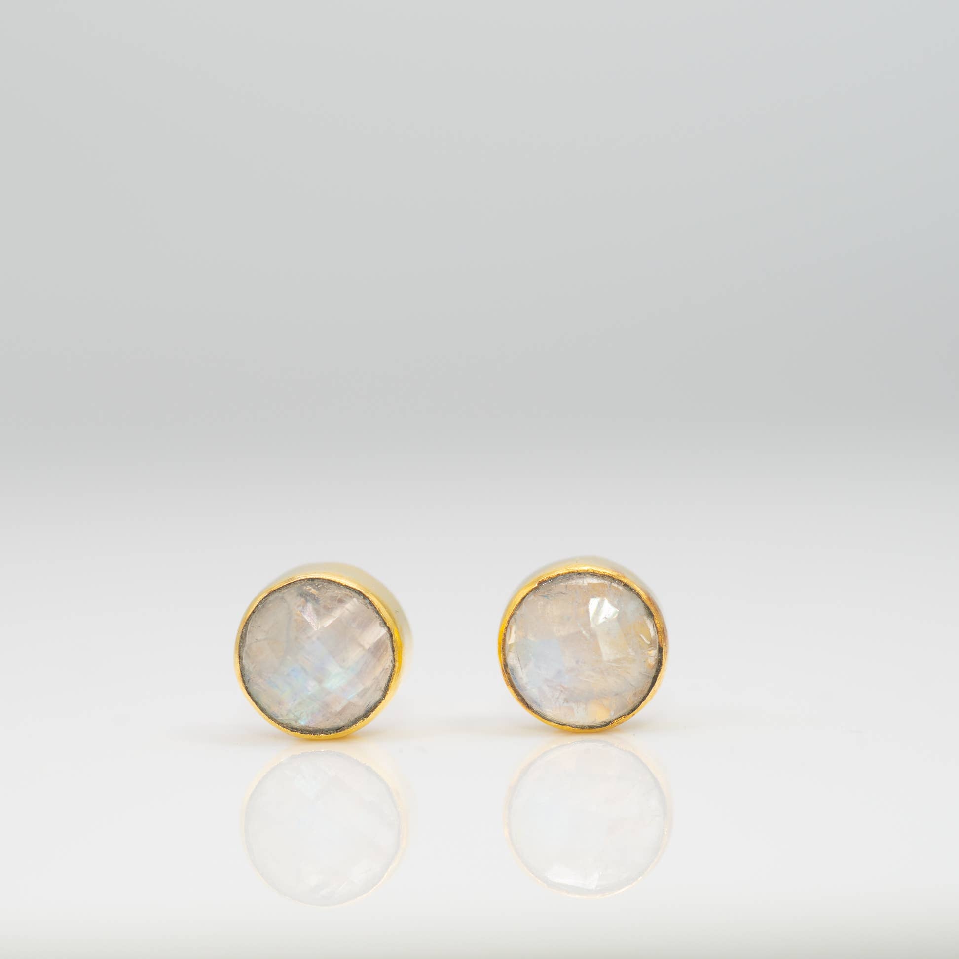 Leslie Francesca Rainbow Moonstone Rose Cut Studs