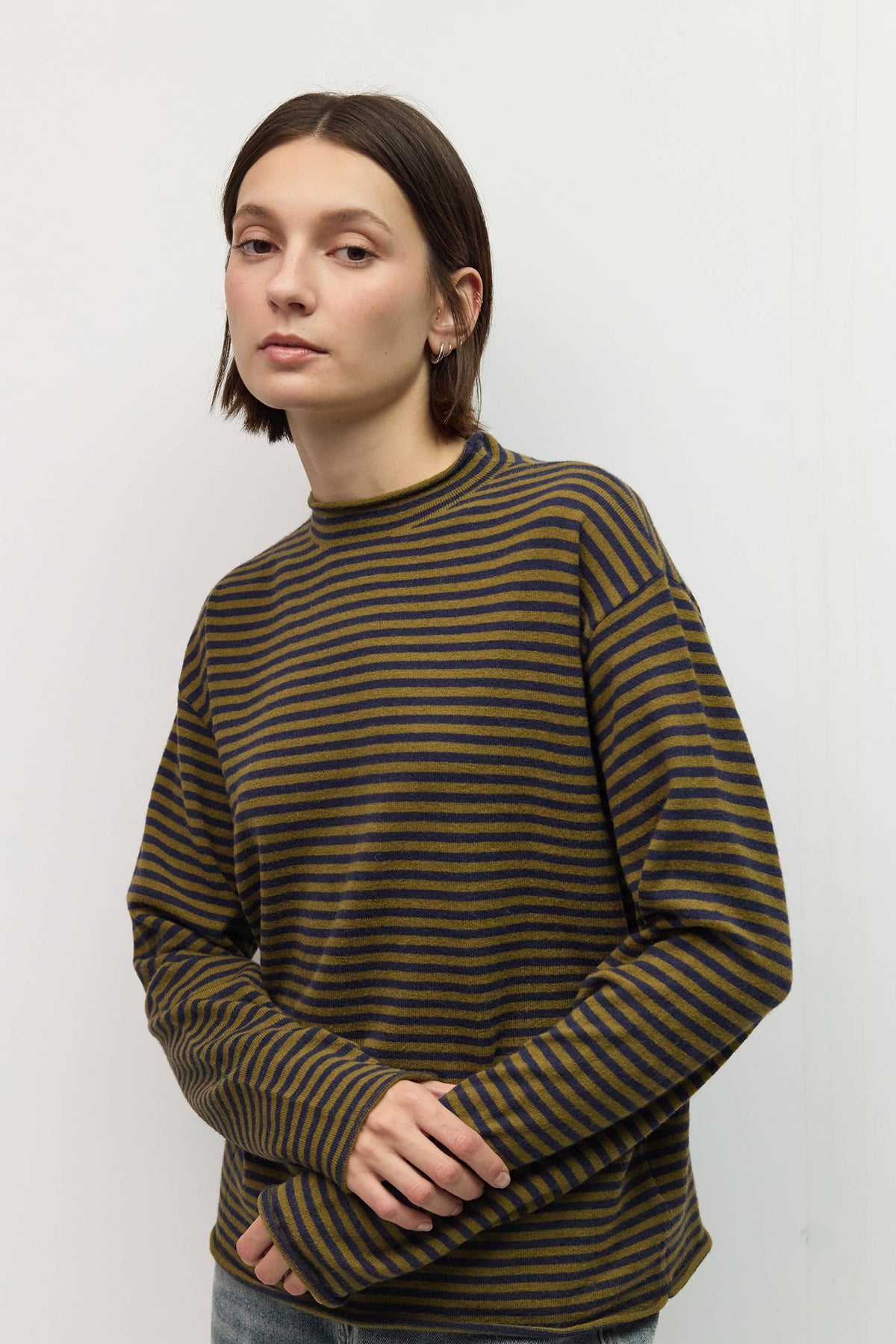 All Row The Cierra Sweater | Striped Mockneck Sweater