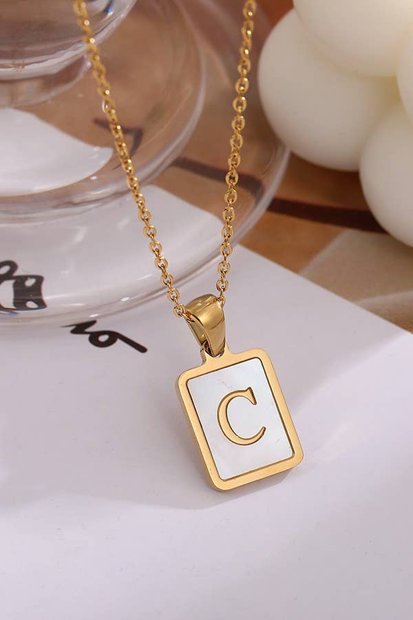 Josslyn MOP Initial Card Necklace 40NK314