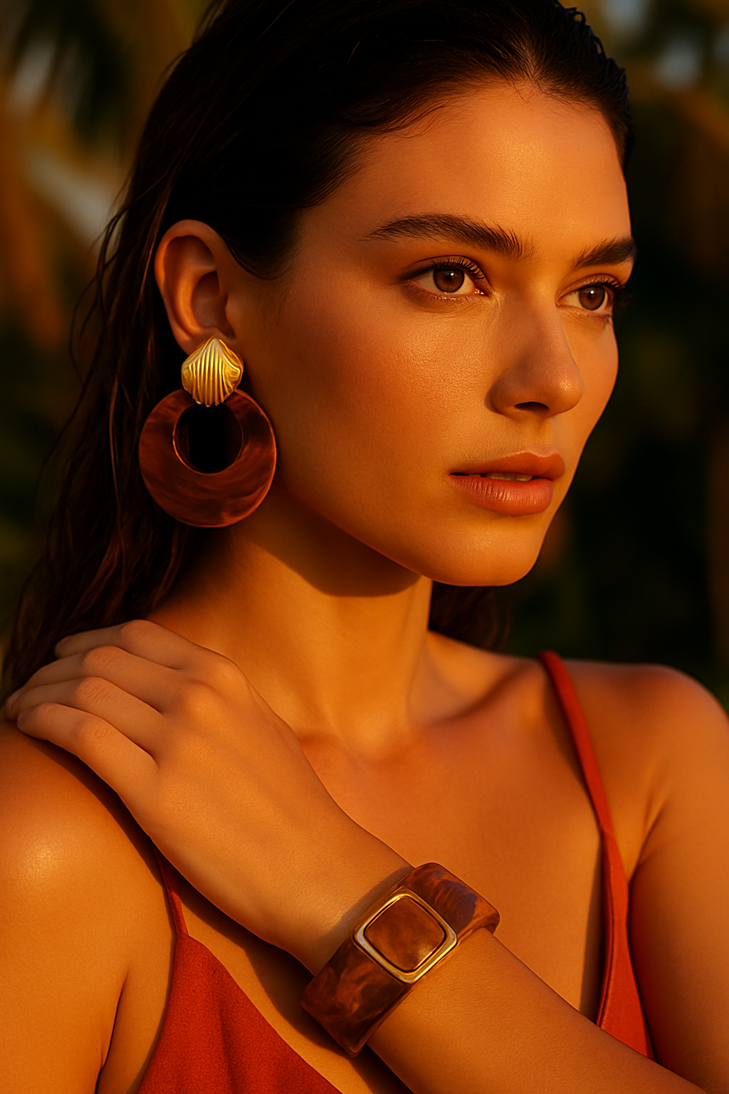 Sahira Kenle Shell Earring-Brown