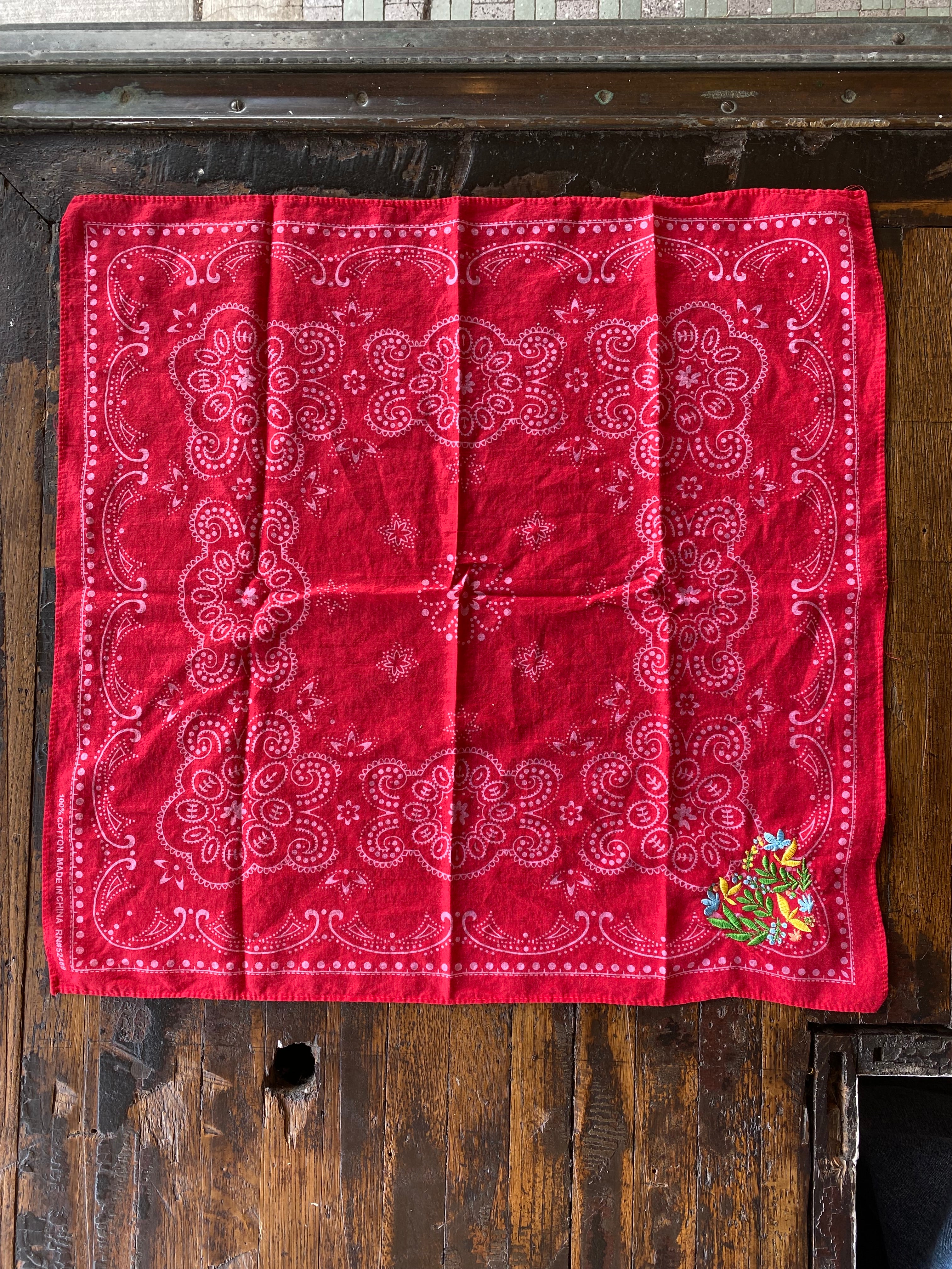 Little Lamb Red Flower Heart Bandana
