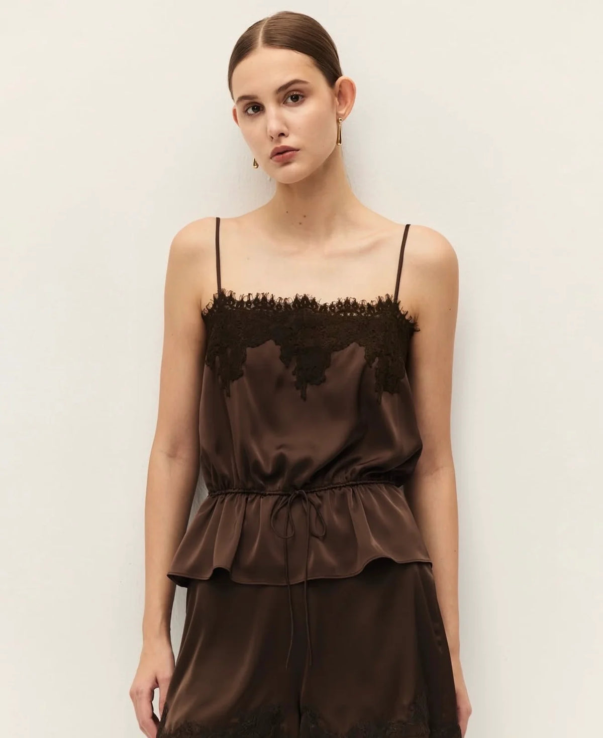 Elodie Diora Satin and Lace Top
