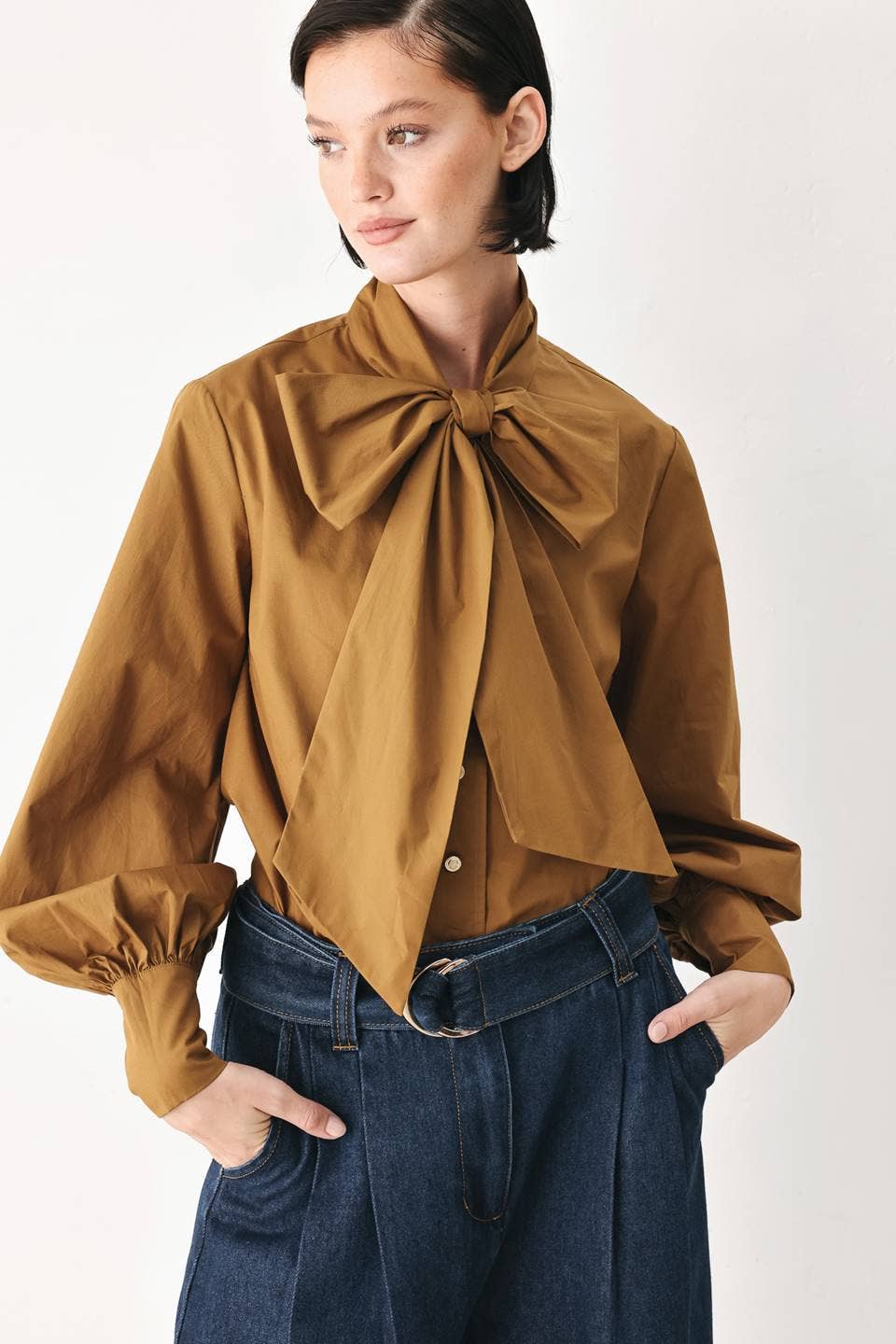 Flying Tomato Solid Woven Bow Top FT2144