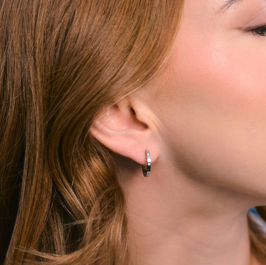 Nikki Smith Designs Skinny Corinne Huggies- Silver