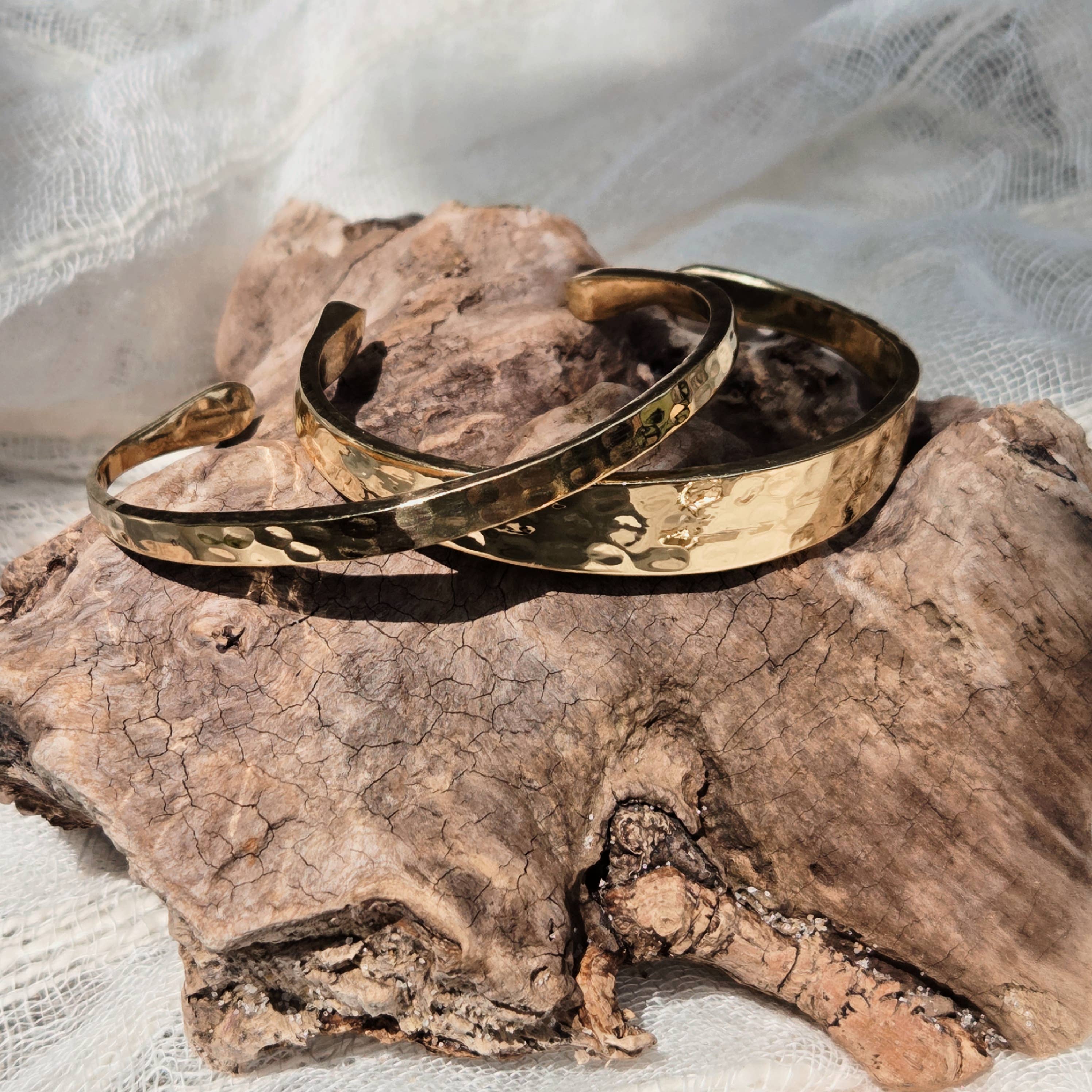 Bisjoux Brass Hammered Taureg Band Cuff Bangle Bracelet
