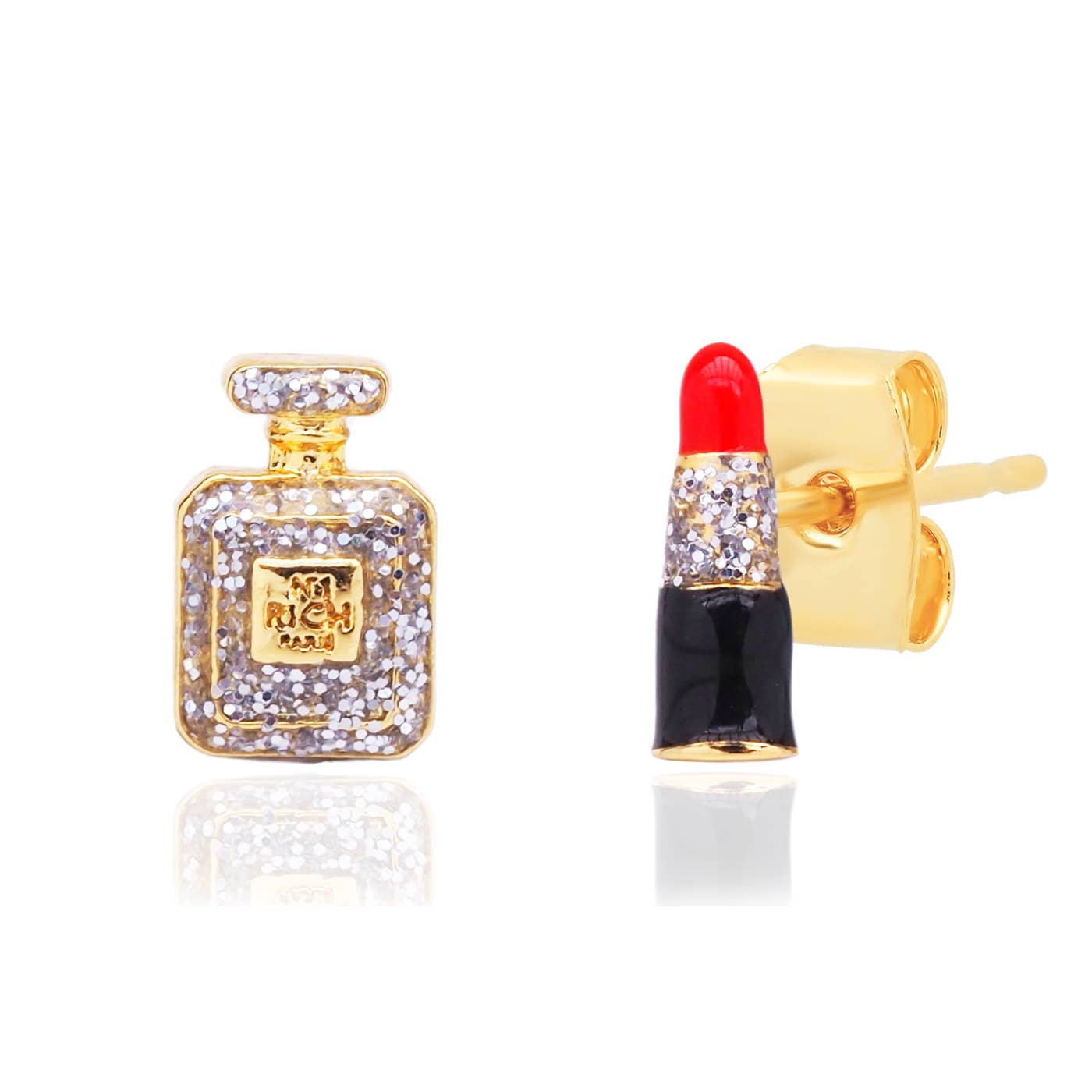 Tai Jewelry Lipstick and Perfume Mismatched Earrings TE-5371