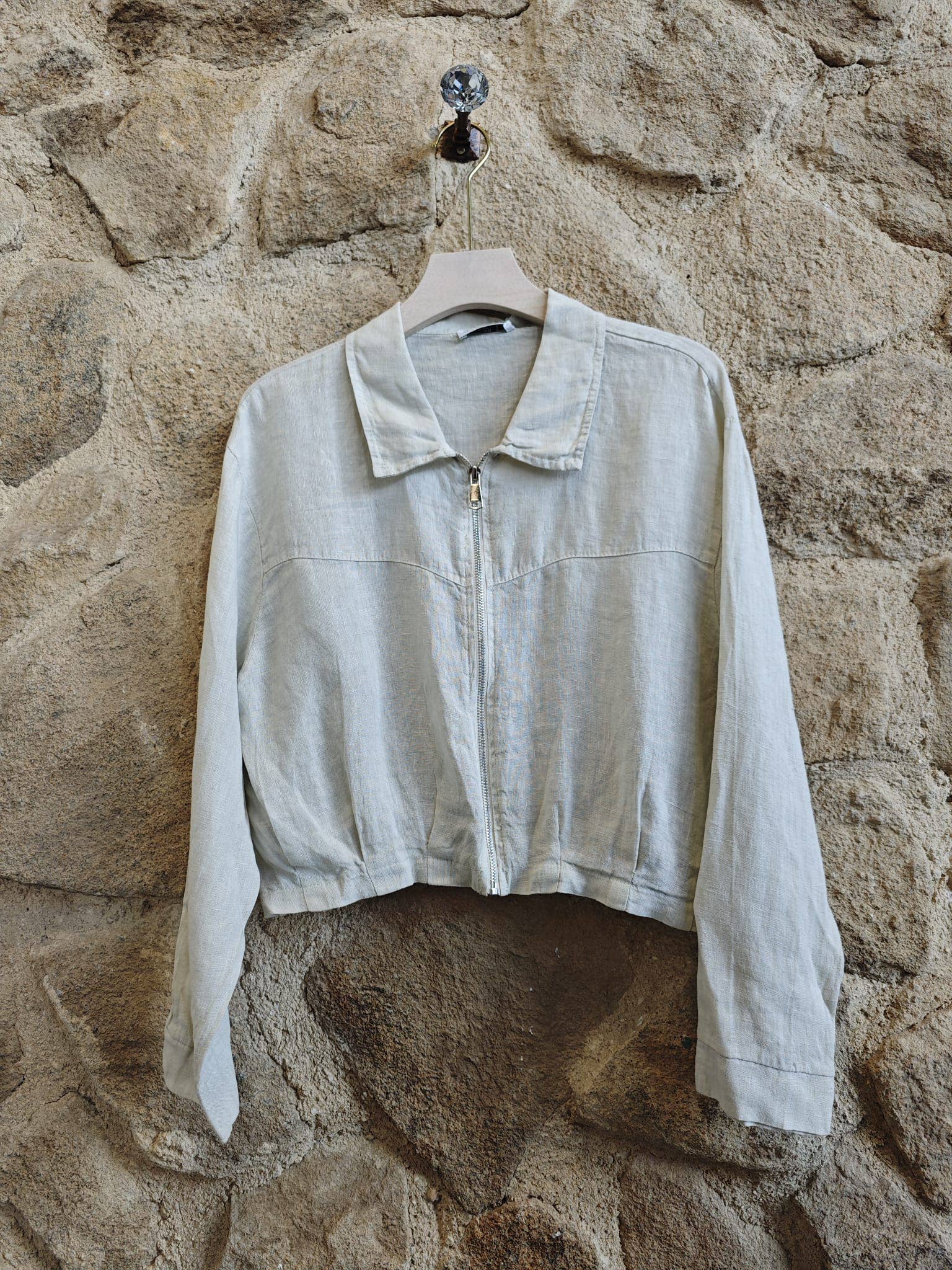 European Linen Zip-up Jacket 8369