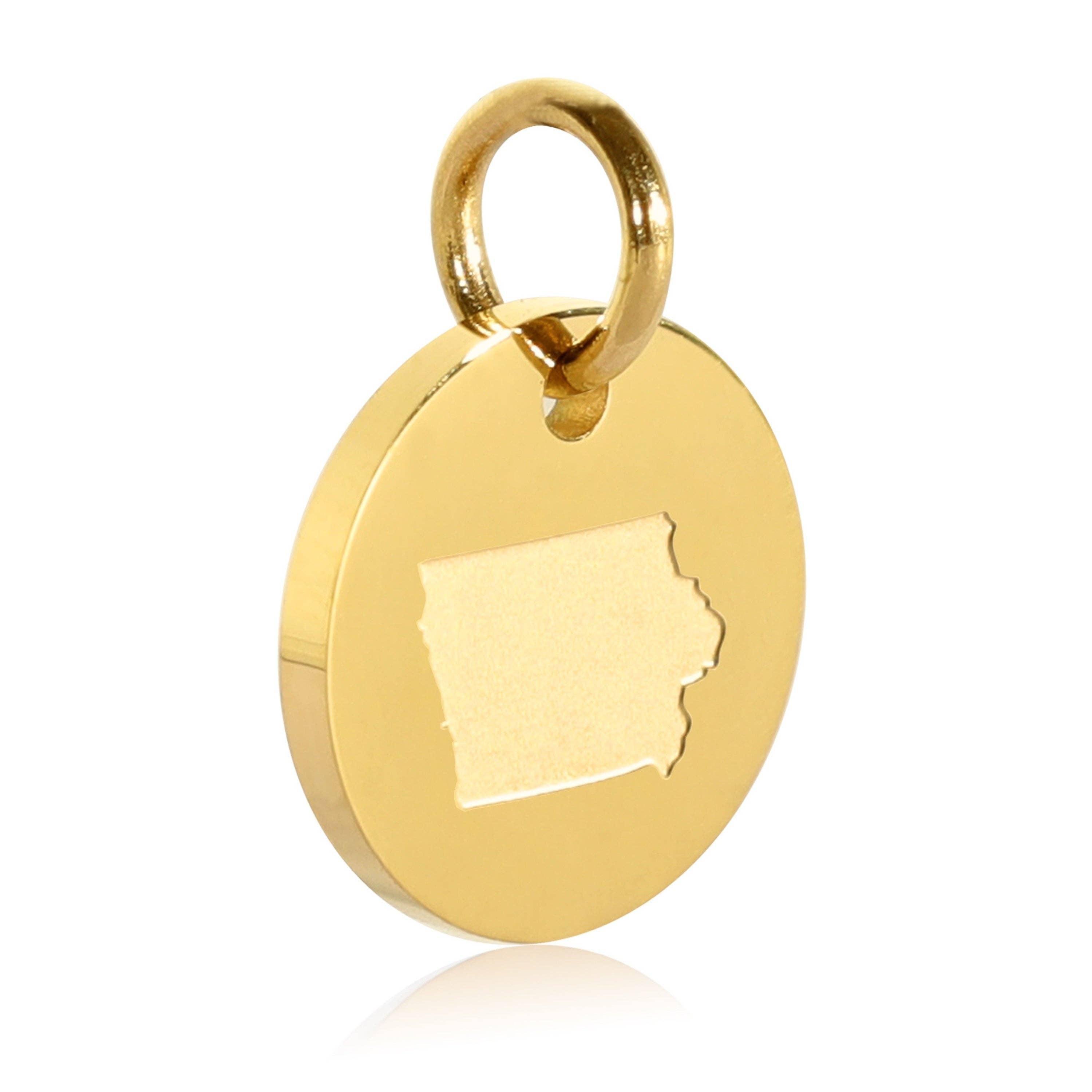 Stone Armory Iowa Map Engraved Charm Necklace - 18K Gold Plate