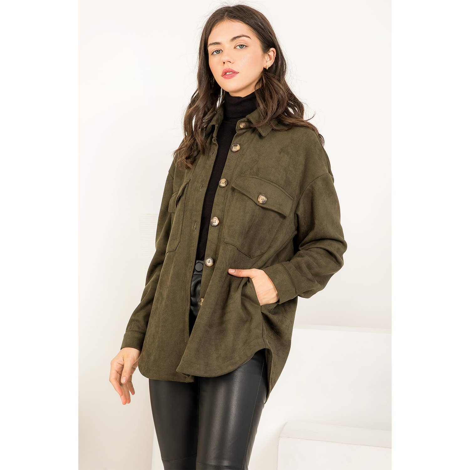 THML Suede Button Up Jacket THS0995