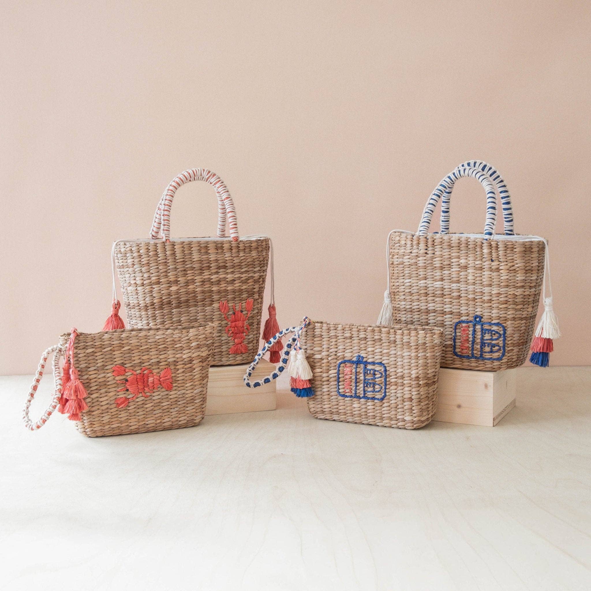Mini Woven Pouch with Wristlet and Embroidered Sardine Can – Handwoven Pouch | LIKHÂ