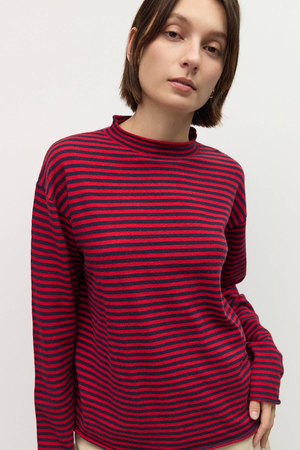 All Row The Cierra Sweater | Striped Mockneck Sweater