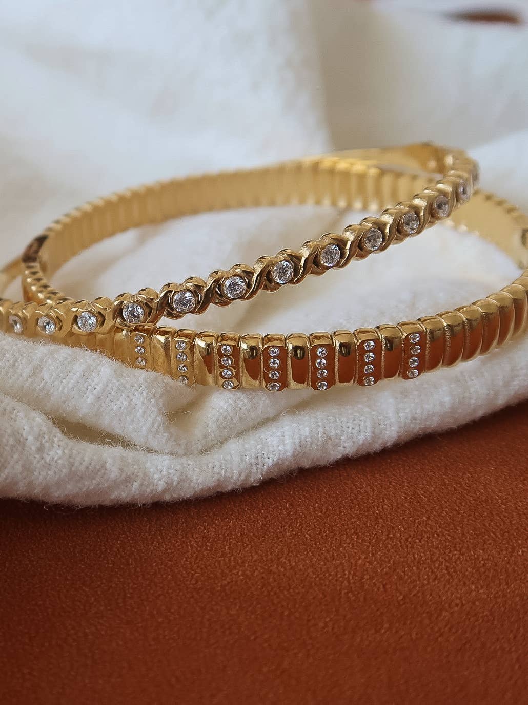 Flânerie Monelle 18K Gold Non-Tarnish CZ Bangle Bracelet