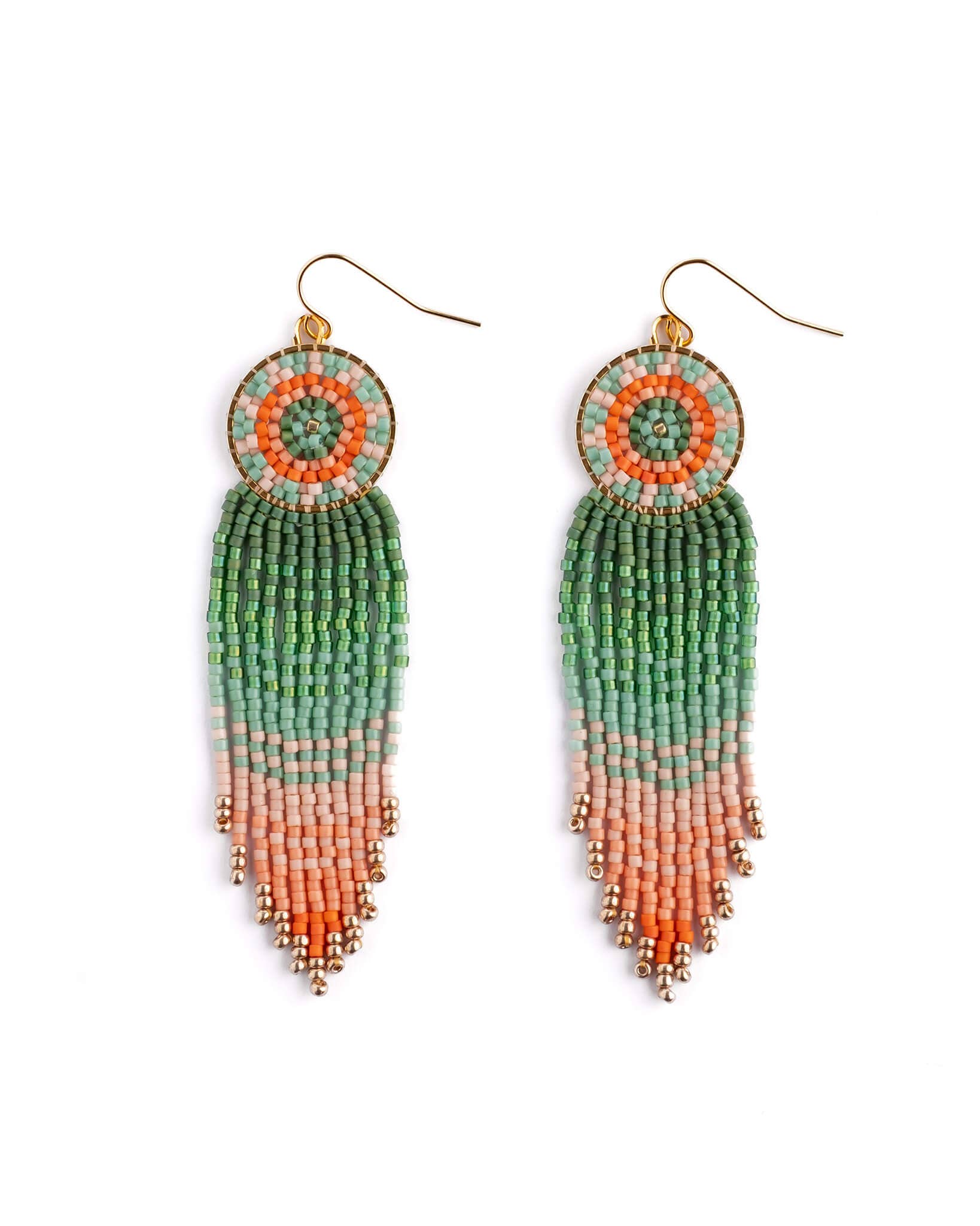 Mayana Beaded Handwoven Mandala Fringe Earring