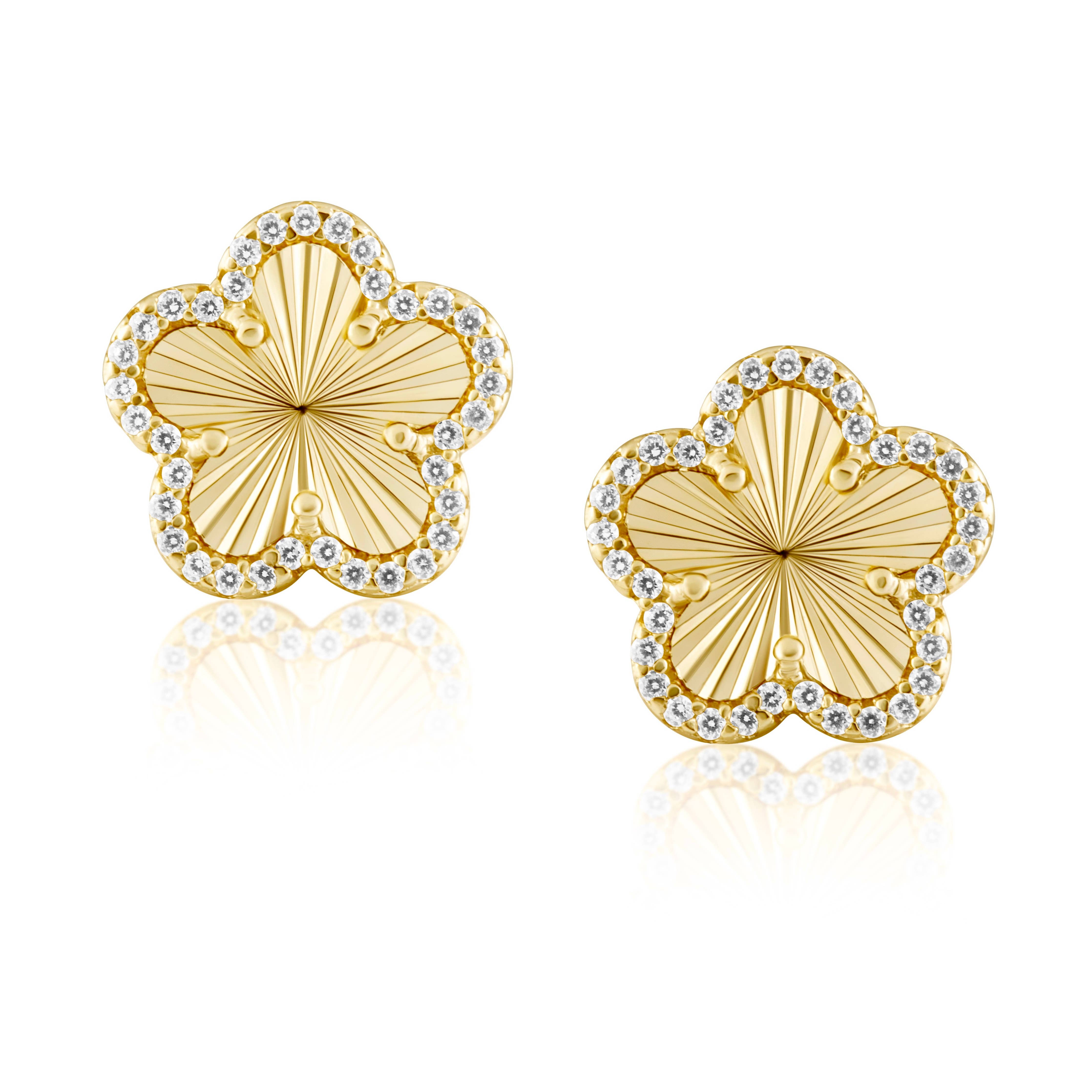 Sahira Adeline Pave Outline Clover Studs