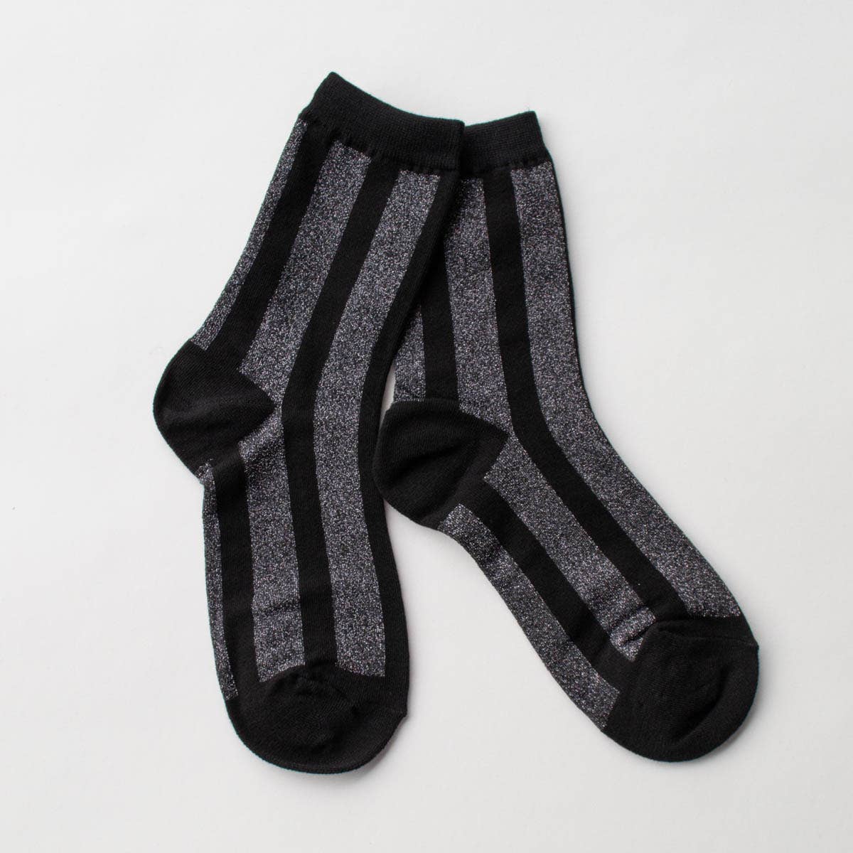 Tiepology Glitter Vertical Striped Crew Socks