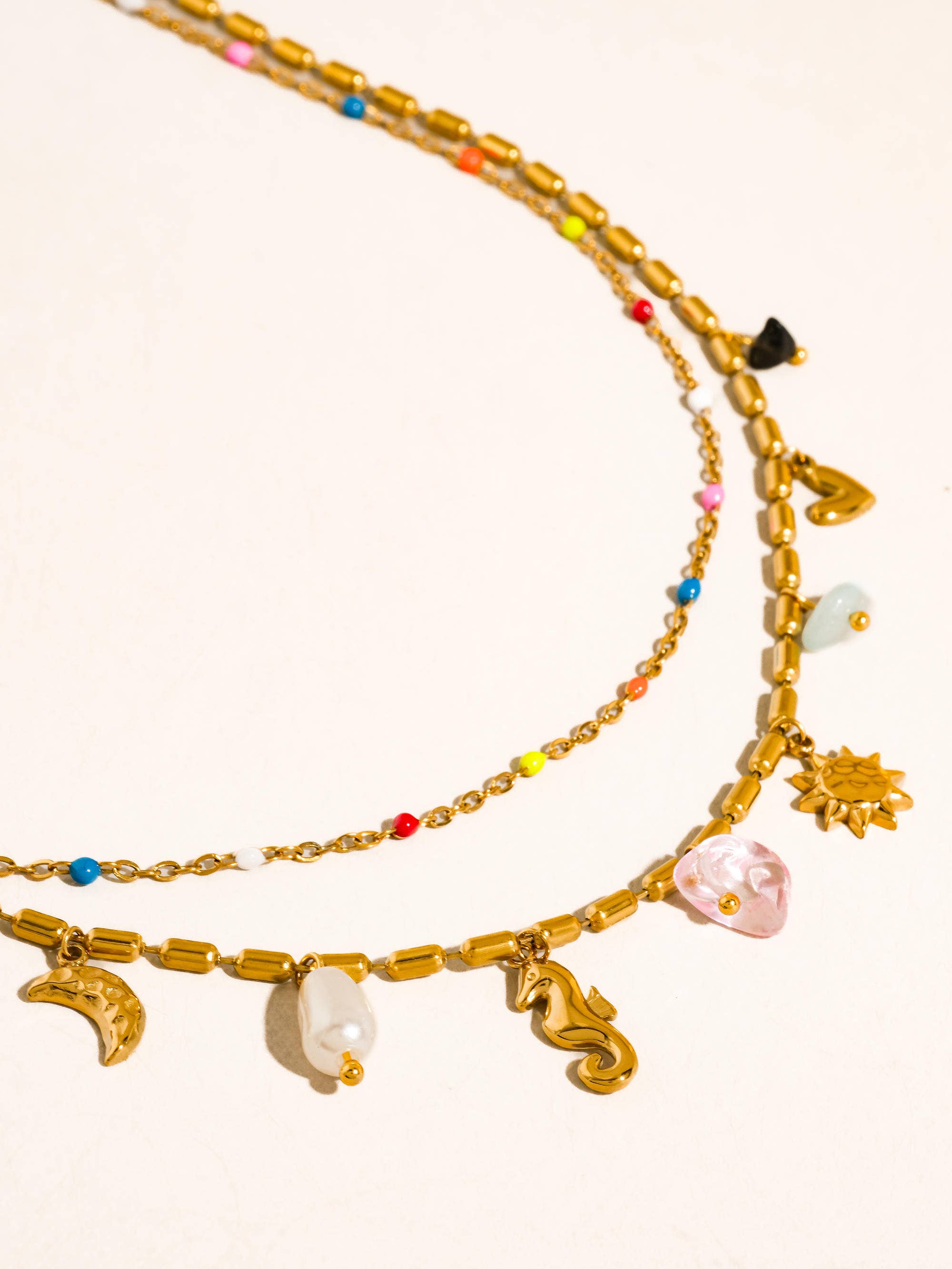 Flânerie Ninah 18K Gold Non-Tarnish Seahorse Charm Layered Necklace