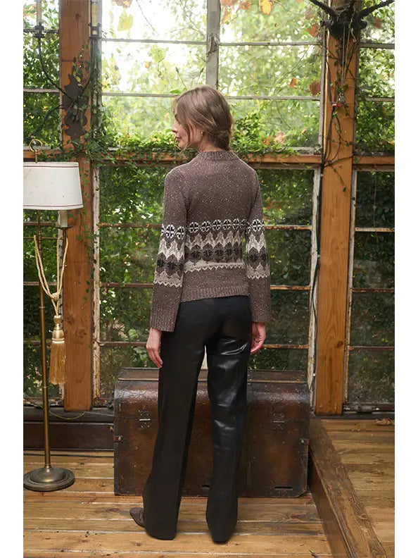 Moon River Rounded Hem Fair Isle Cardigan MS1073