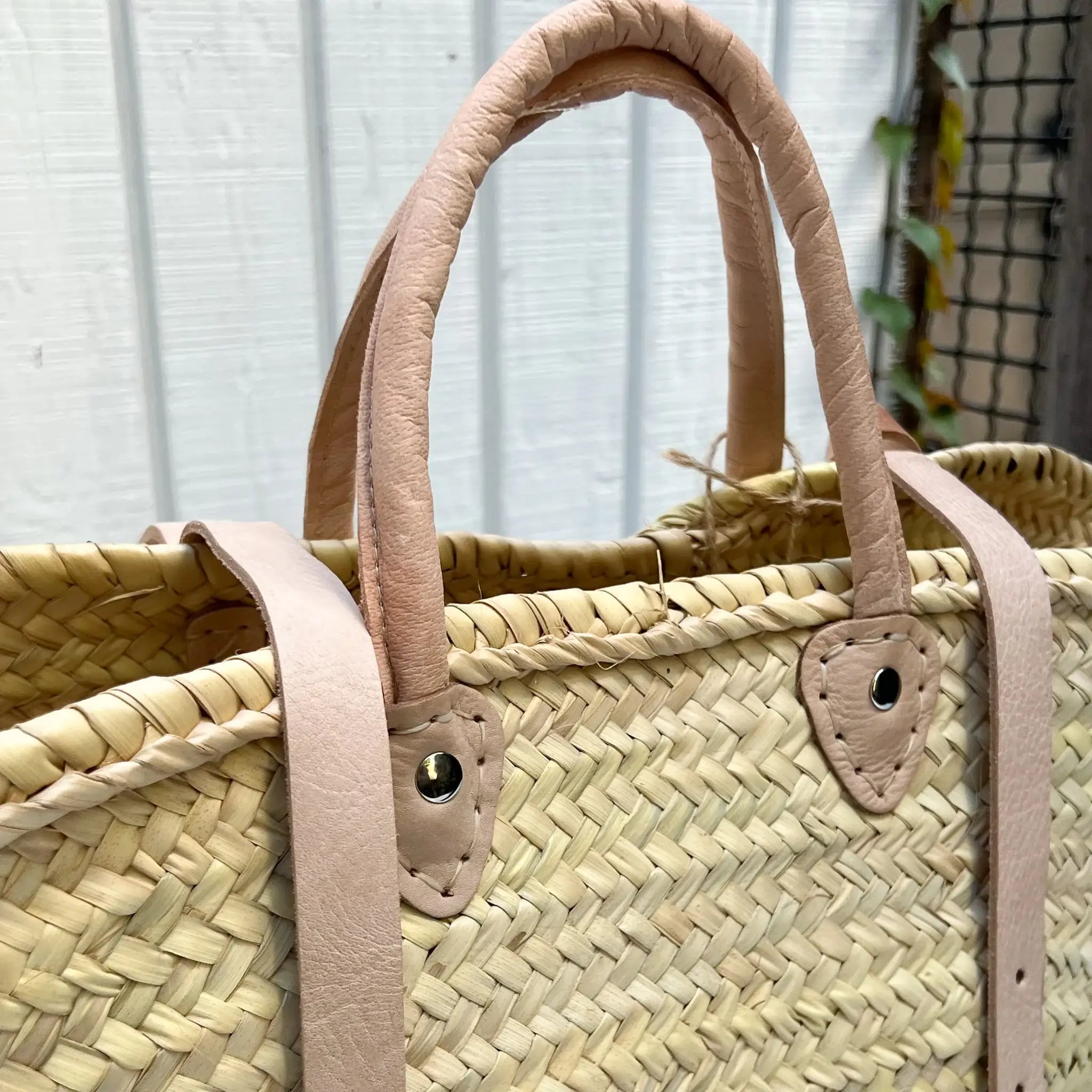 French Market Bags Straw Basket Backpack #4