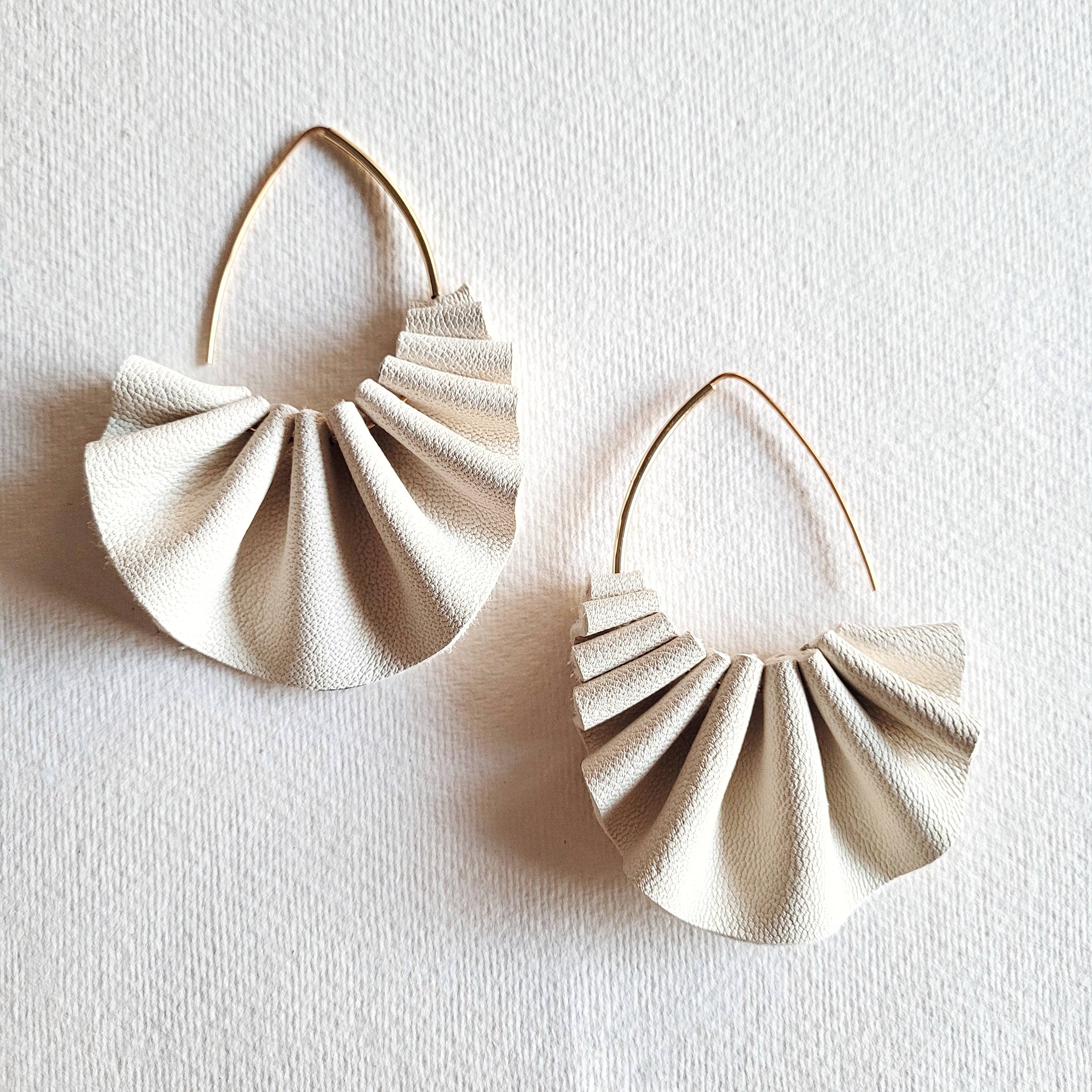 Bisjoux Pleated Leather Hoop Earrings