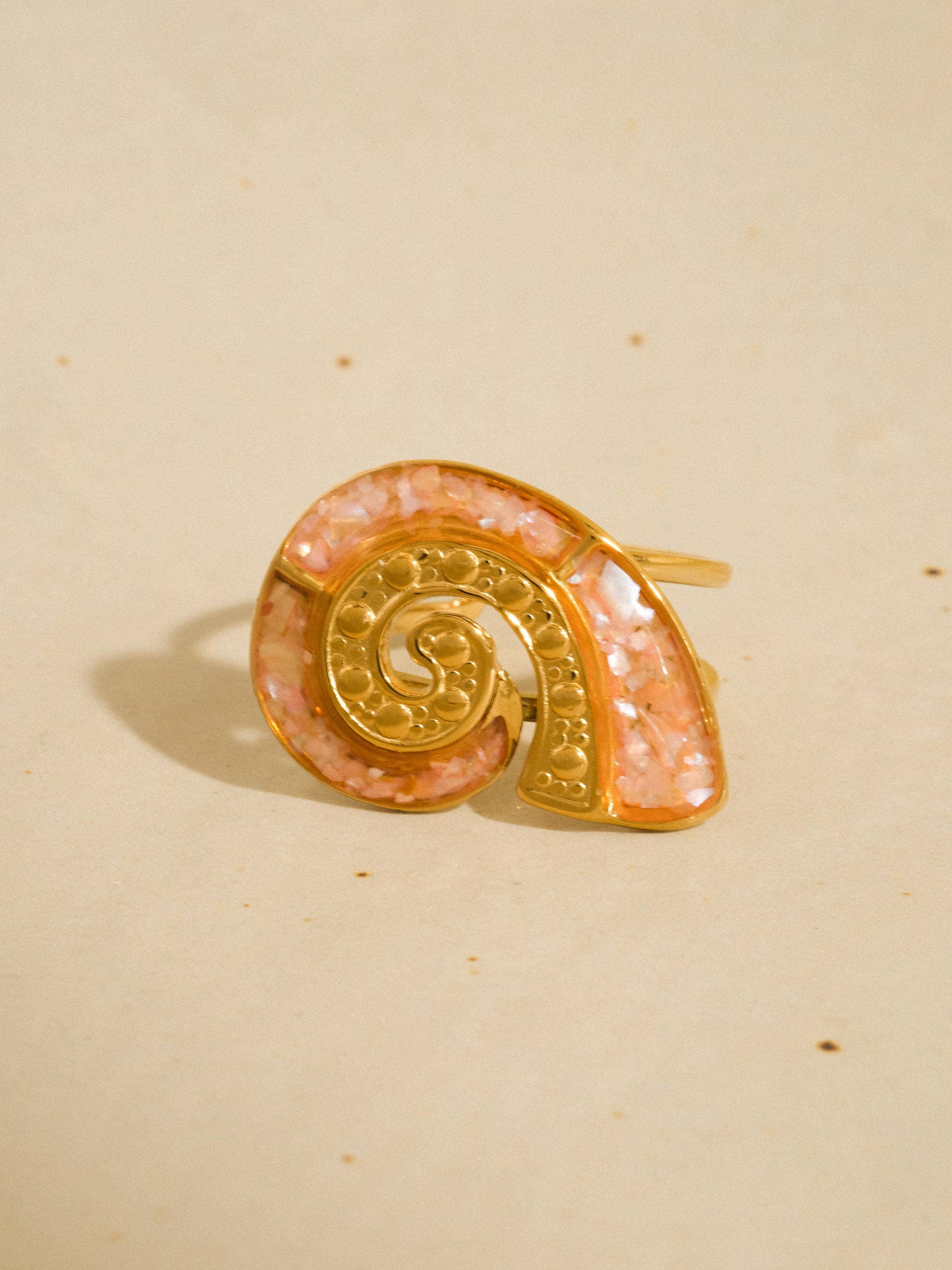 Flânerie Shellnee 18K Gold Non-Tarnish Shell Spiral Statement Ring