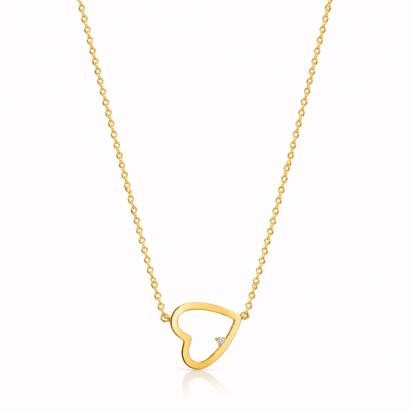 Open Heart with CZ Accent Necklace