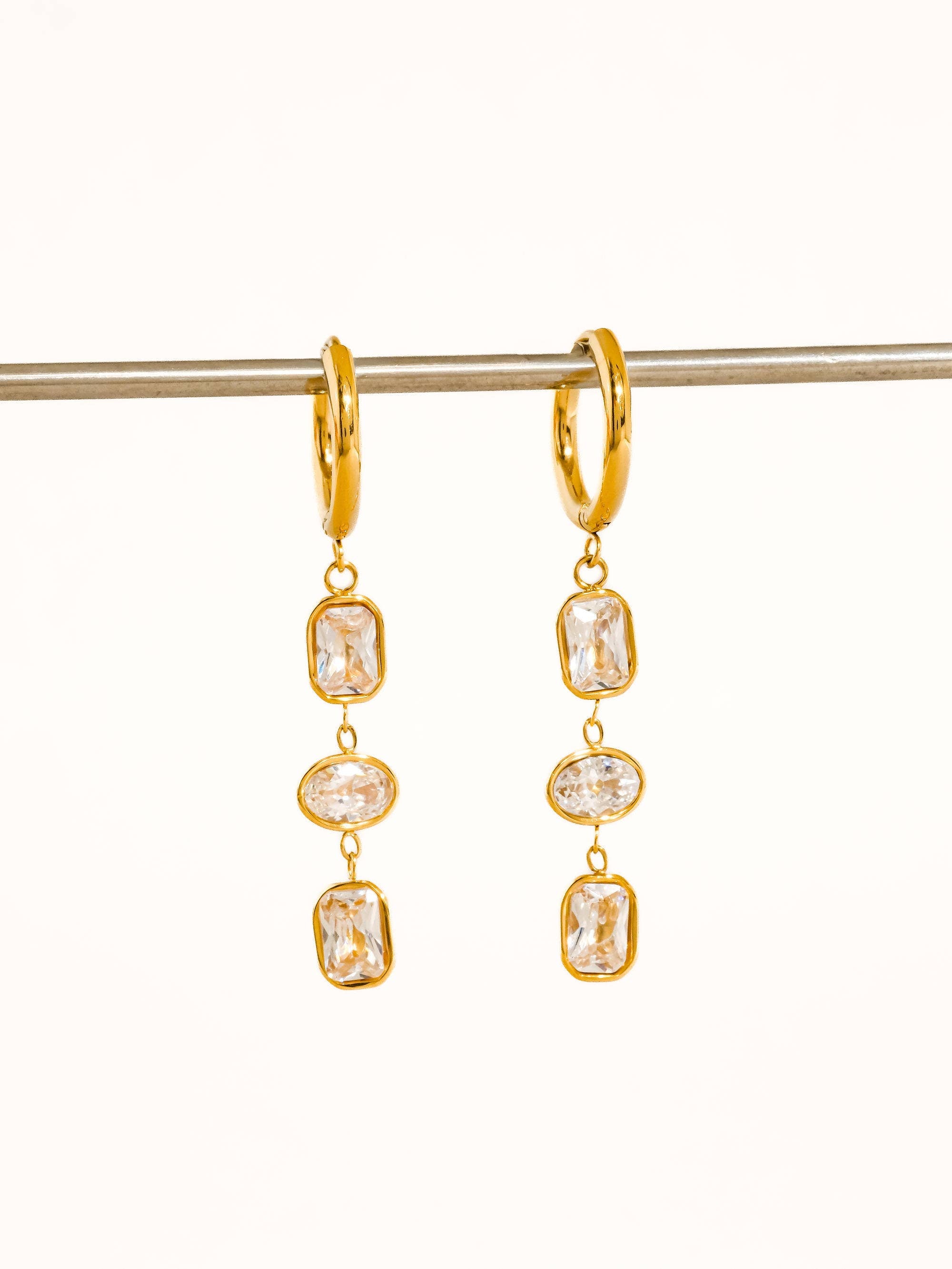 Flânerie Sunniva 18K Gold Non-Tarnish CZ Triple Drop Earrings