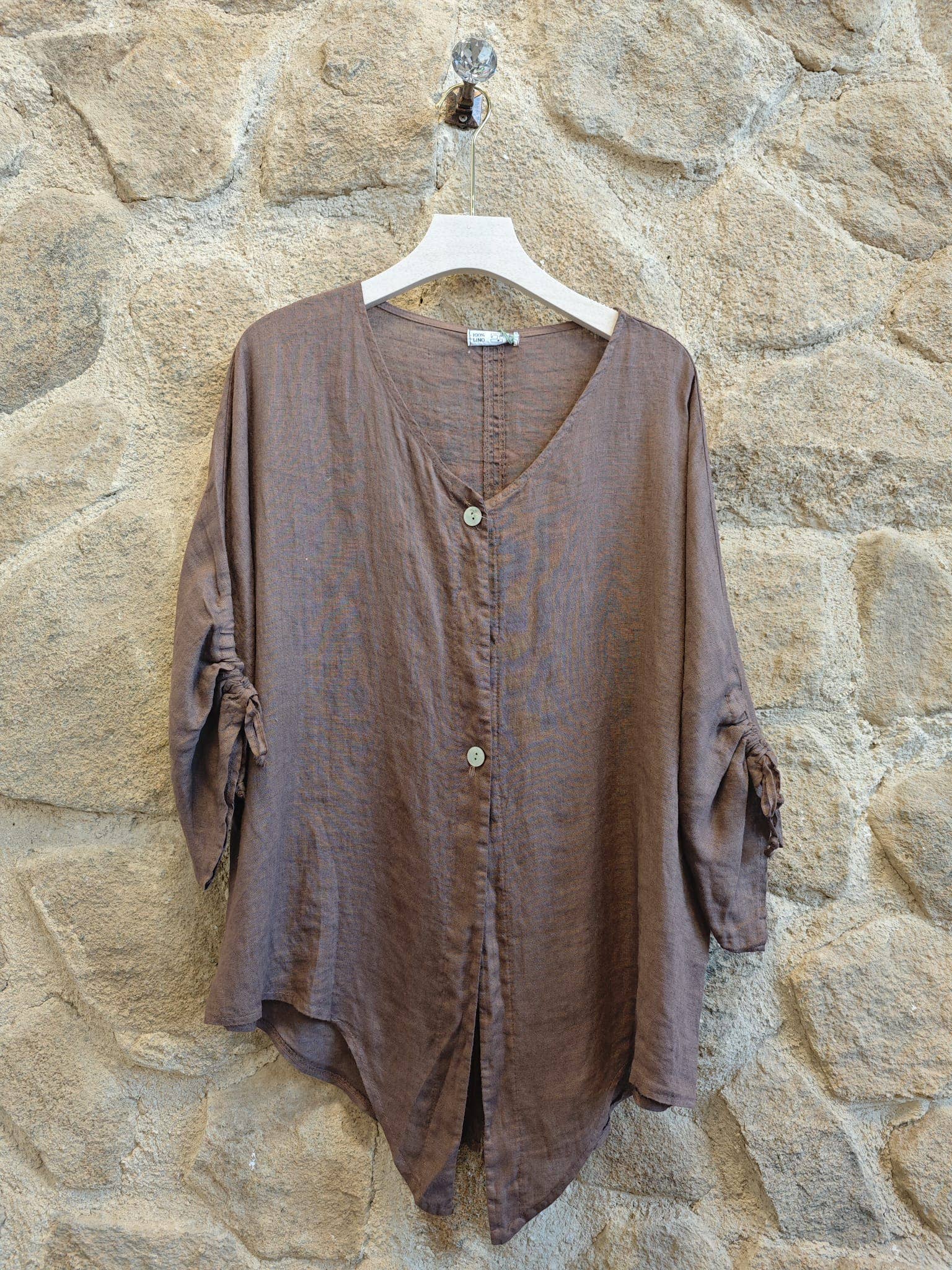European Linen Button Up Blouse 83741