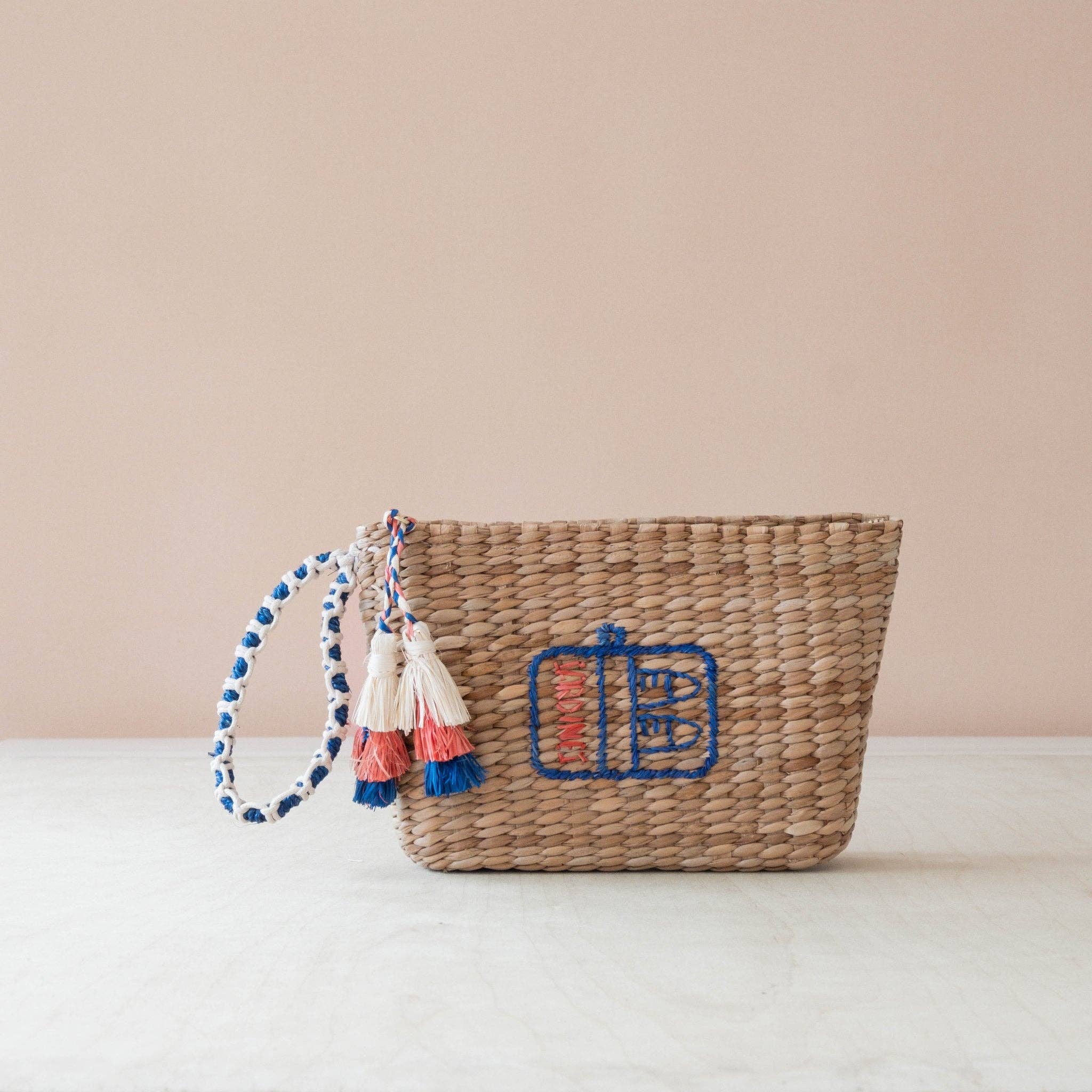 Mini Woven Pouch with Wristlet and Embroidered Sardine Can – Handwoven Pouch | LIKHÂ