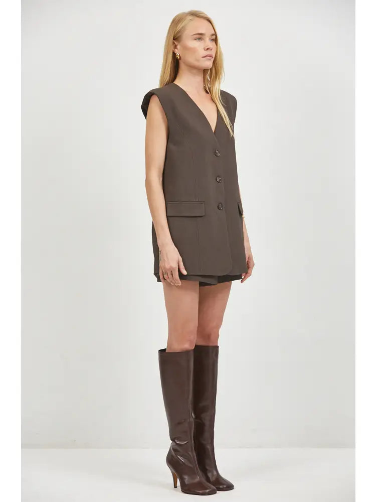 a.ren Lior Boyfriend Button Front Vest