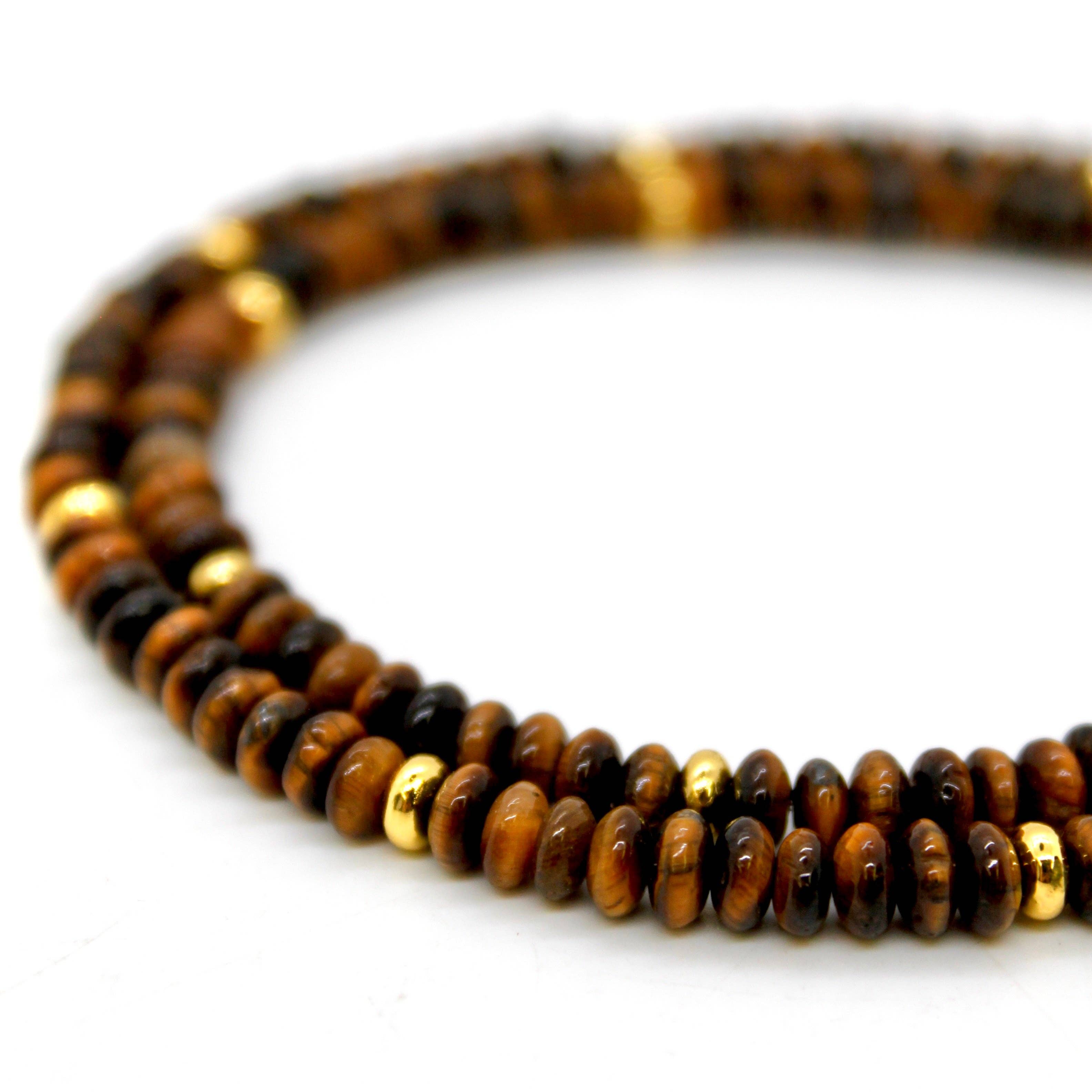 Lizou Tiger's Eye + Gold Necklace Semi Precious Necklace