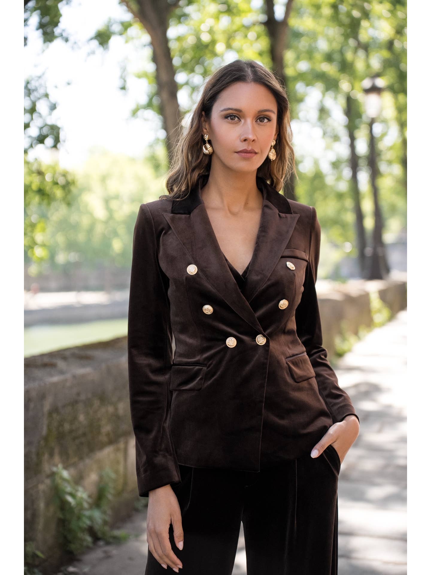 Carmine Paris Velvet Jacket with Gold Buttons V1721N