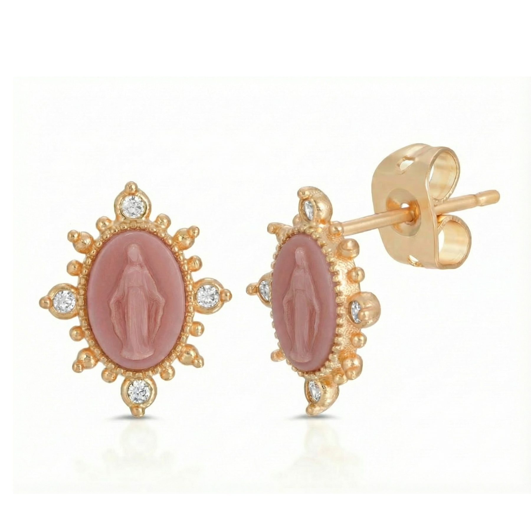 Joy Dravecky Lady Lourdes Stud Earrings Pink Rose