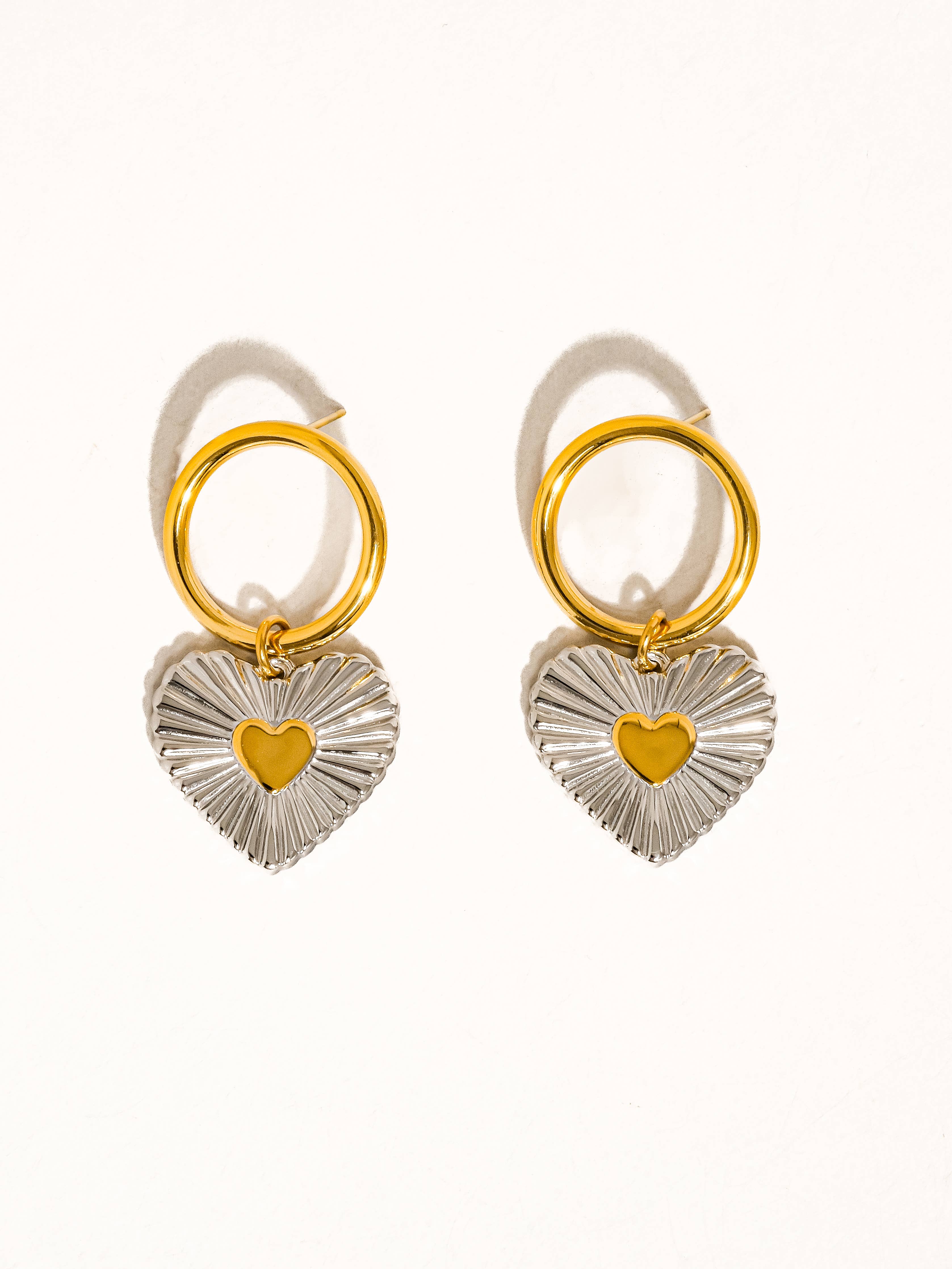 Flânerie Annette 18K Gold Two Tone Heart Earring