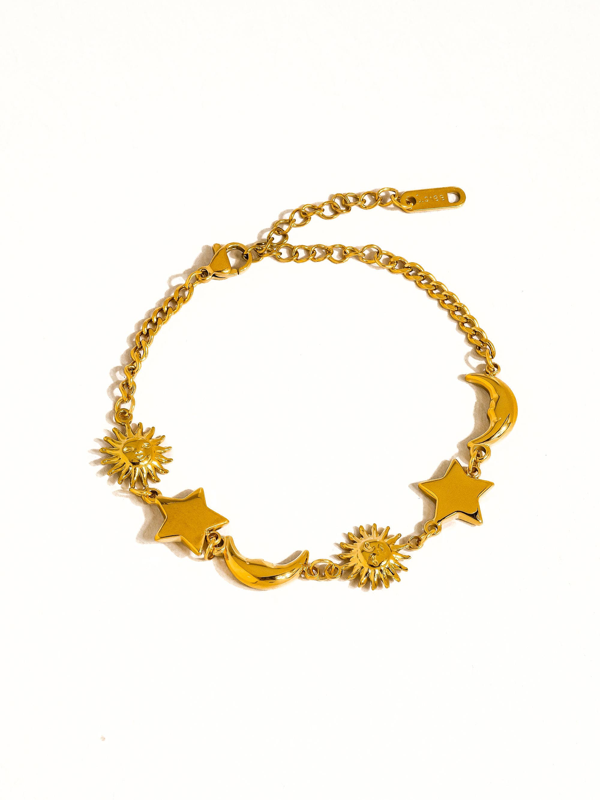 Flanerie Leonora 18K Gold Non-Tarnish Sun and Star Bracelet