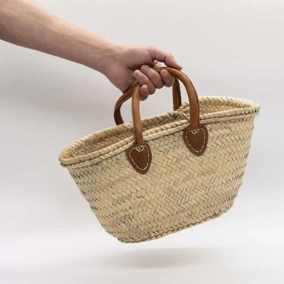 French Market Bags Basket Straw Bag with Leather #1