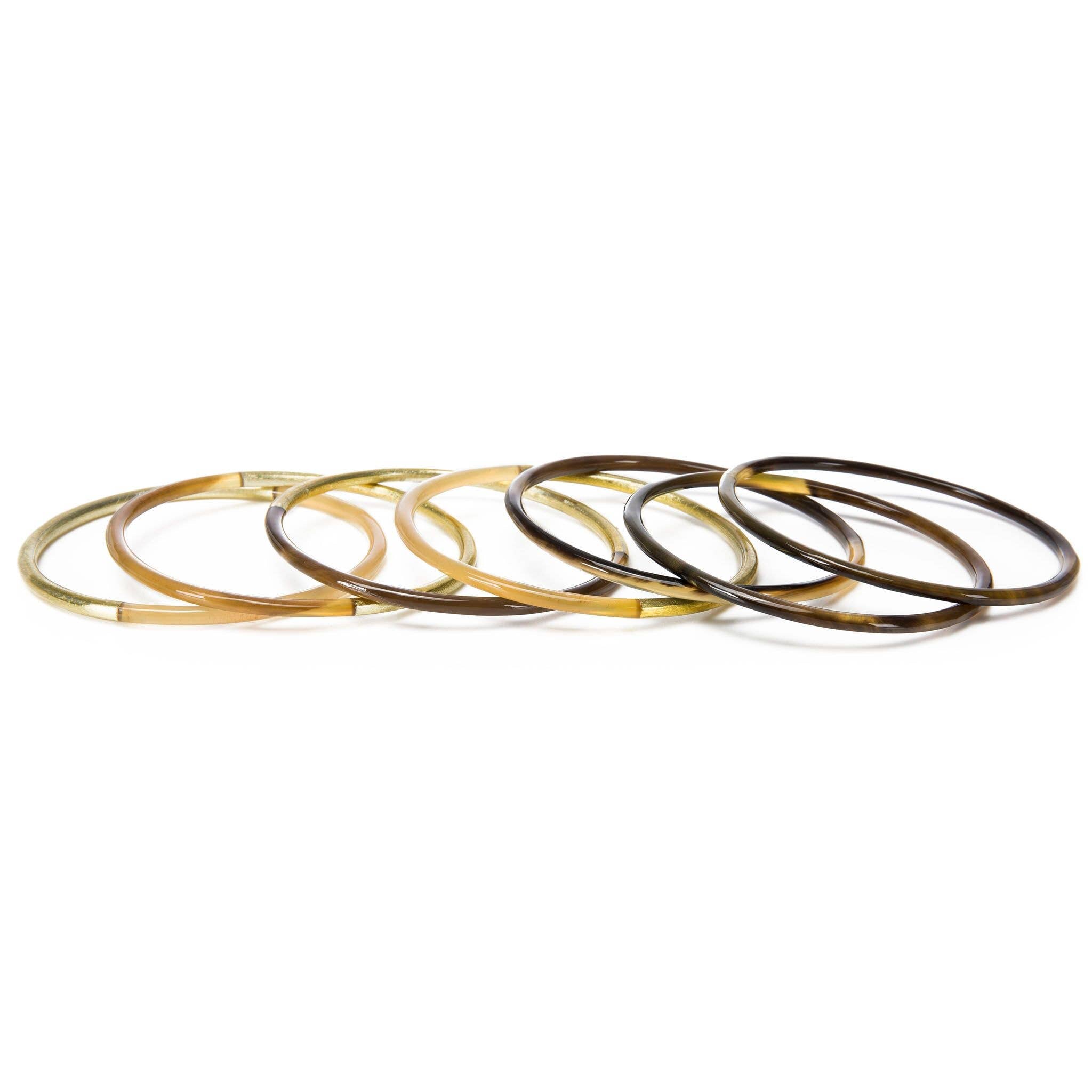 VIVO Natural Horn Bangle Set With Lacquer CTB158