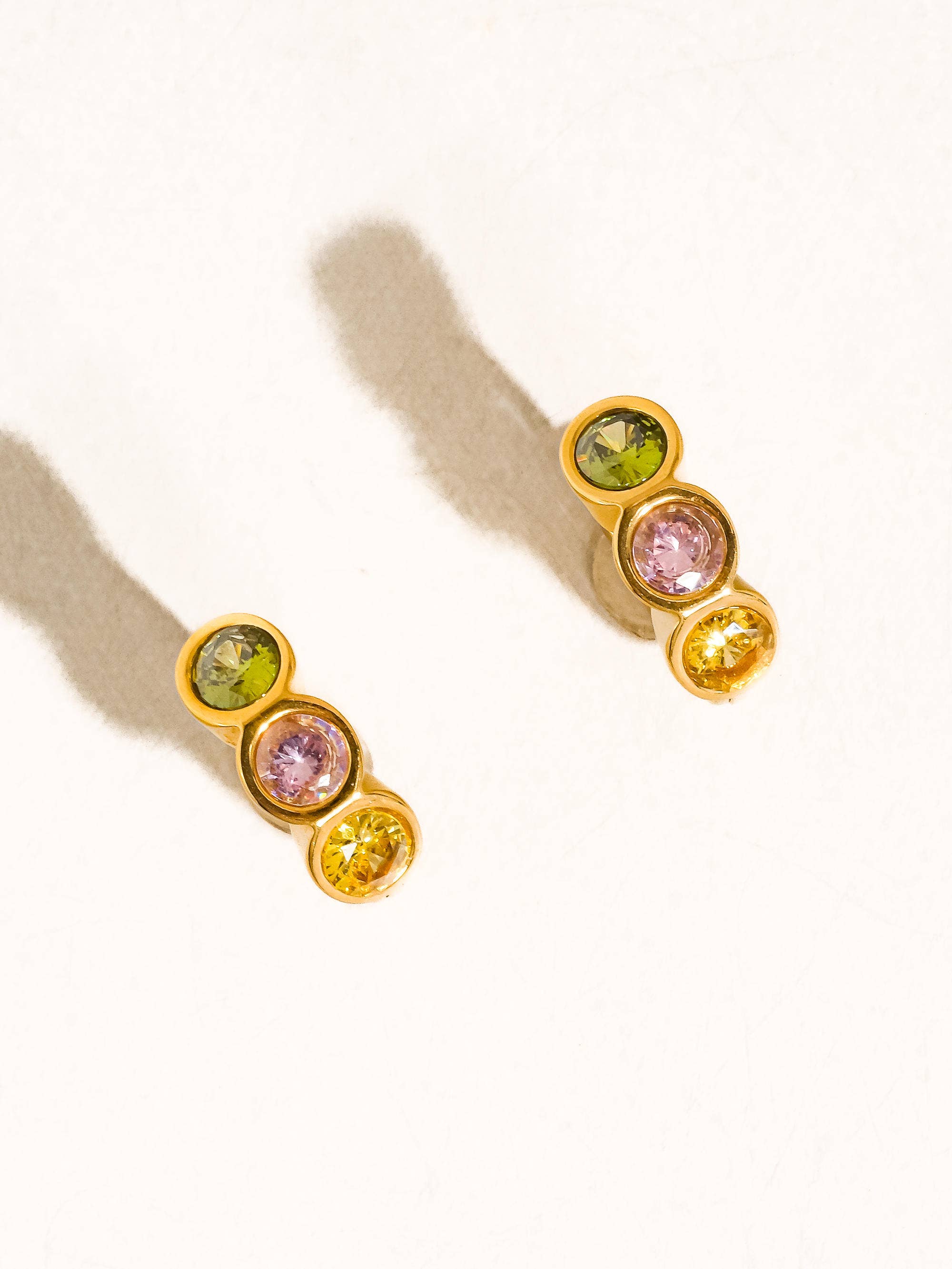 Flânerie Azelia 18K Gold Colorful CZ Hoop Earrings