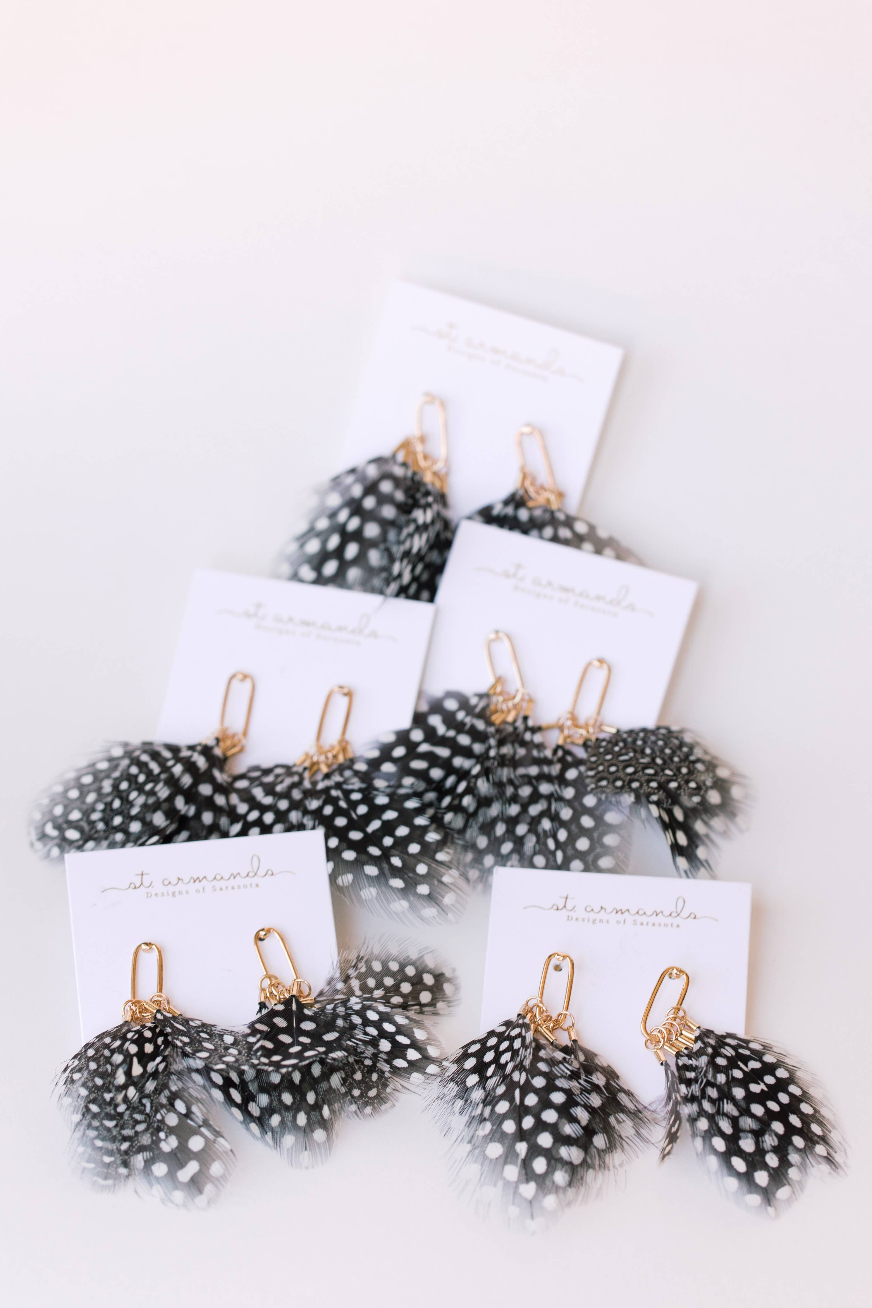 St. Armands Designs of Sarasota Spotted Feather Fall Statement Tassel Earrings SAD164