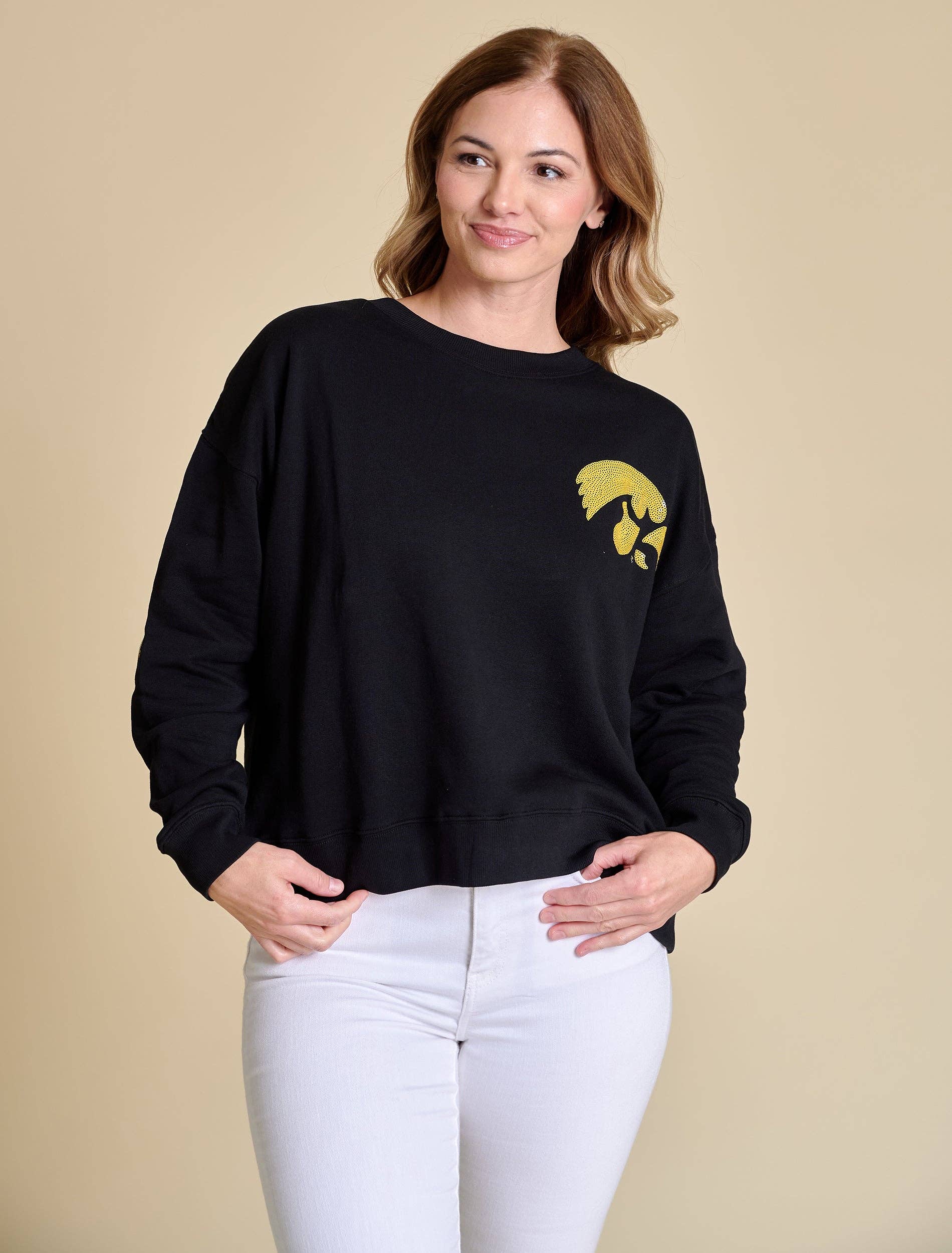 Stewart Simmons Sequin Boxy Iowa Sweatshirt