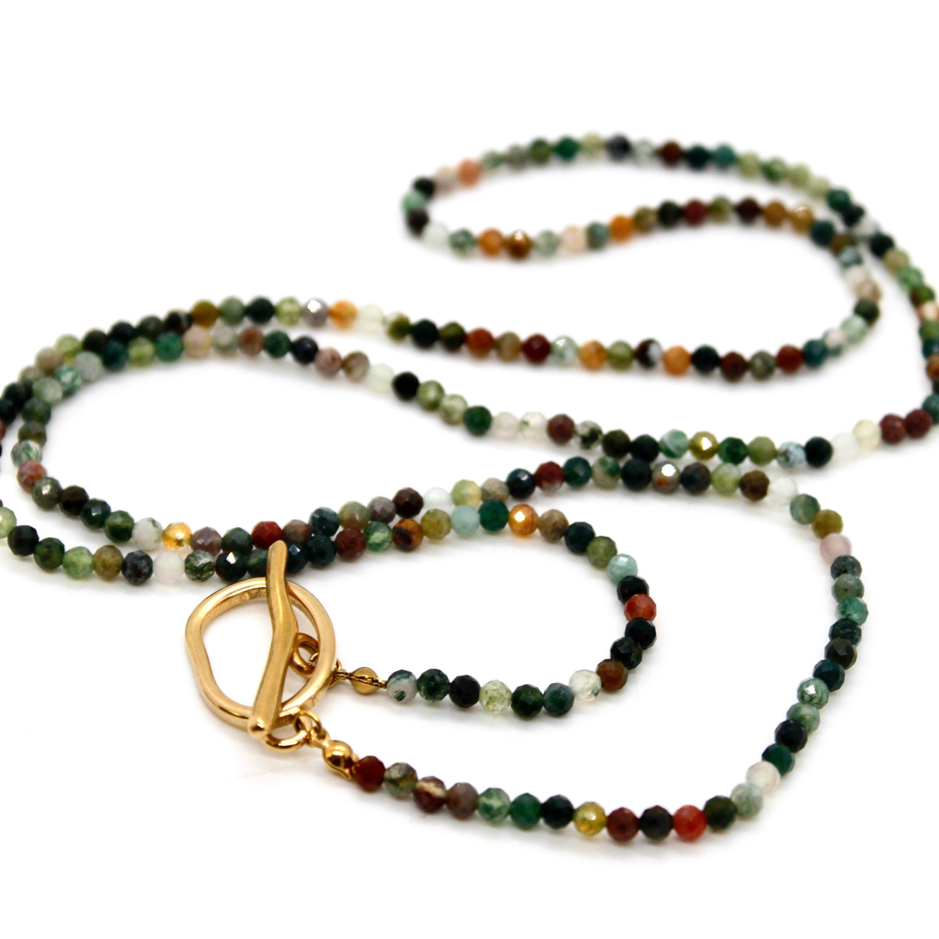 Lizou Luxury Faceted Long Indian Agate Convertible Necklace/Bracelet #33