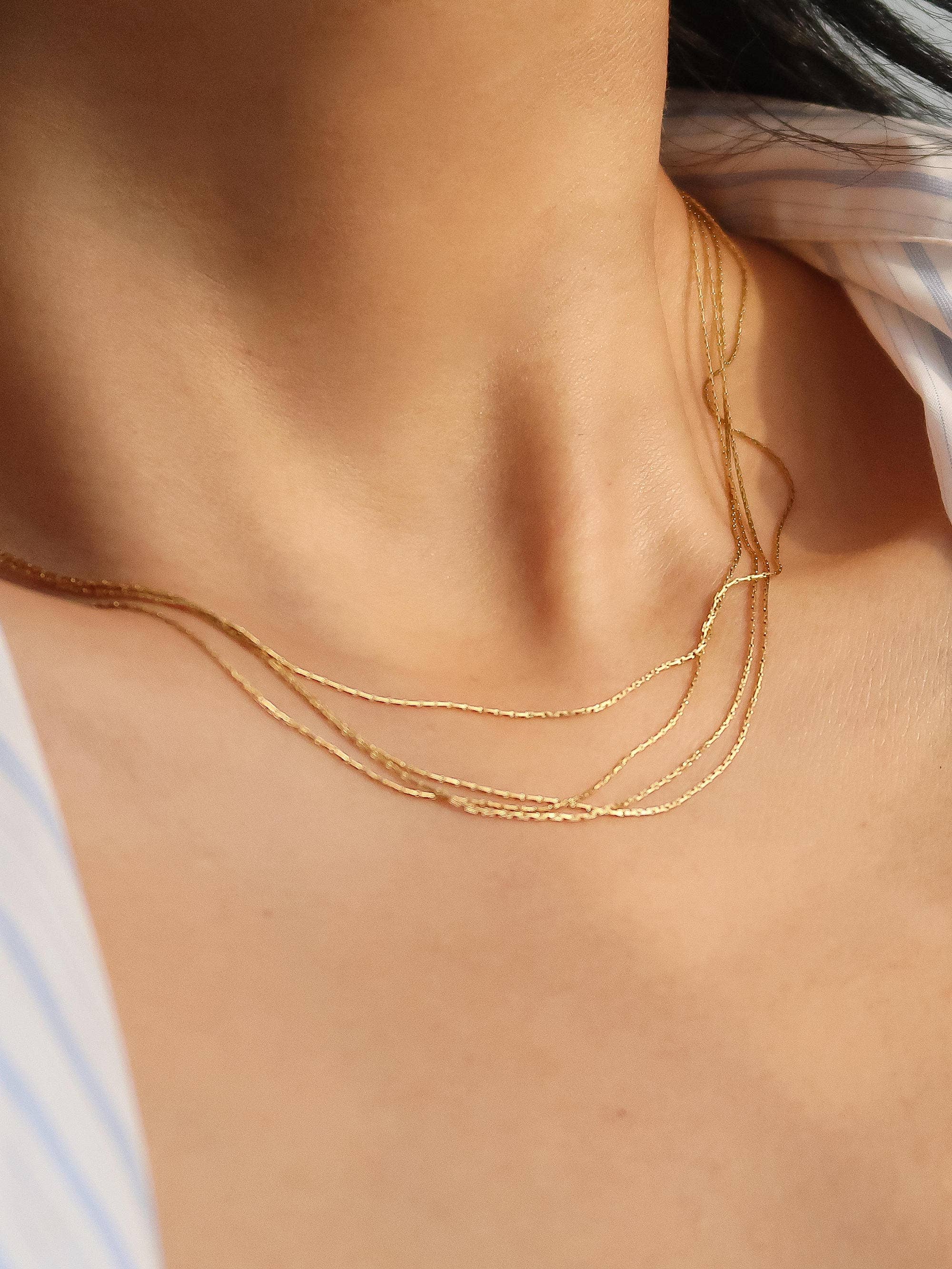 Flânerie Palisse 18K Gold Non-Tarnish Layered Dainty Chain Necklace