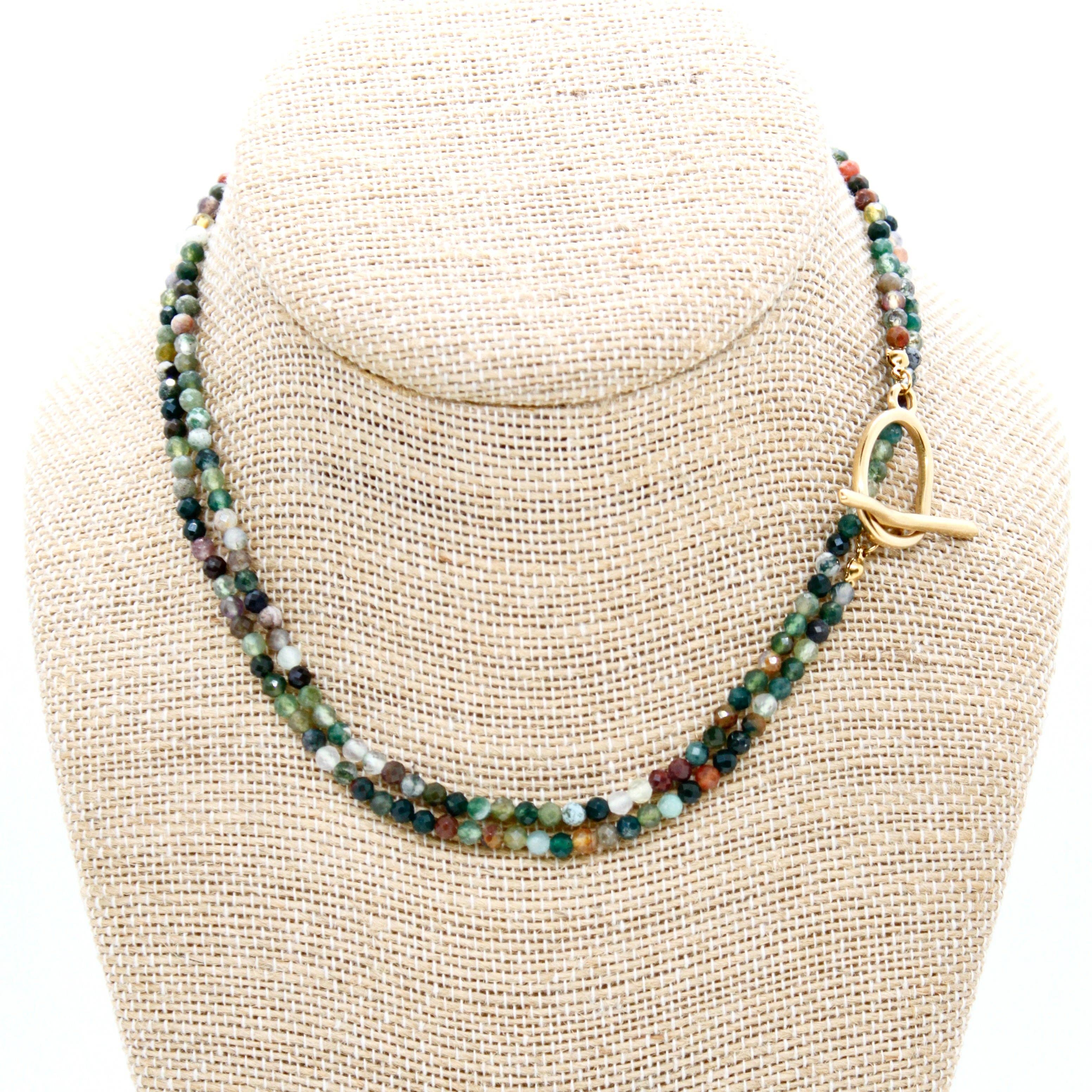 Lizou Luxury Faceted Long Indian Agate Convertible Necklace/Bracelet #33